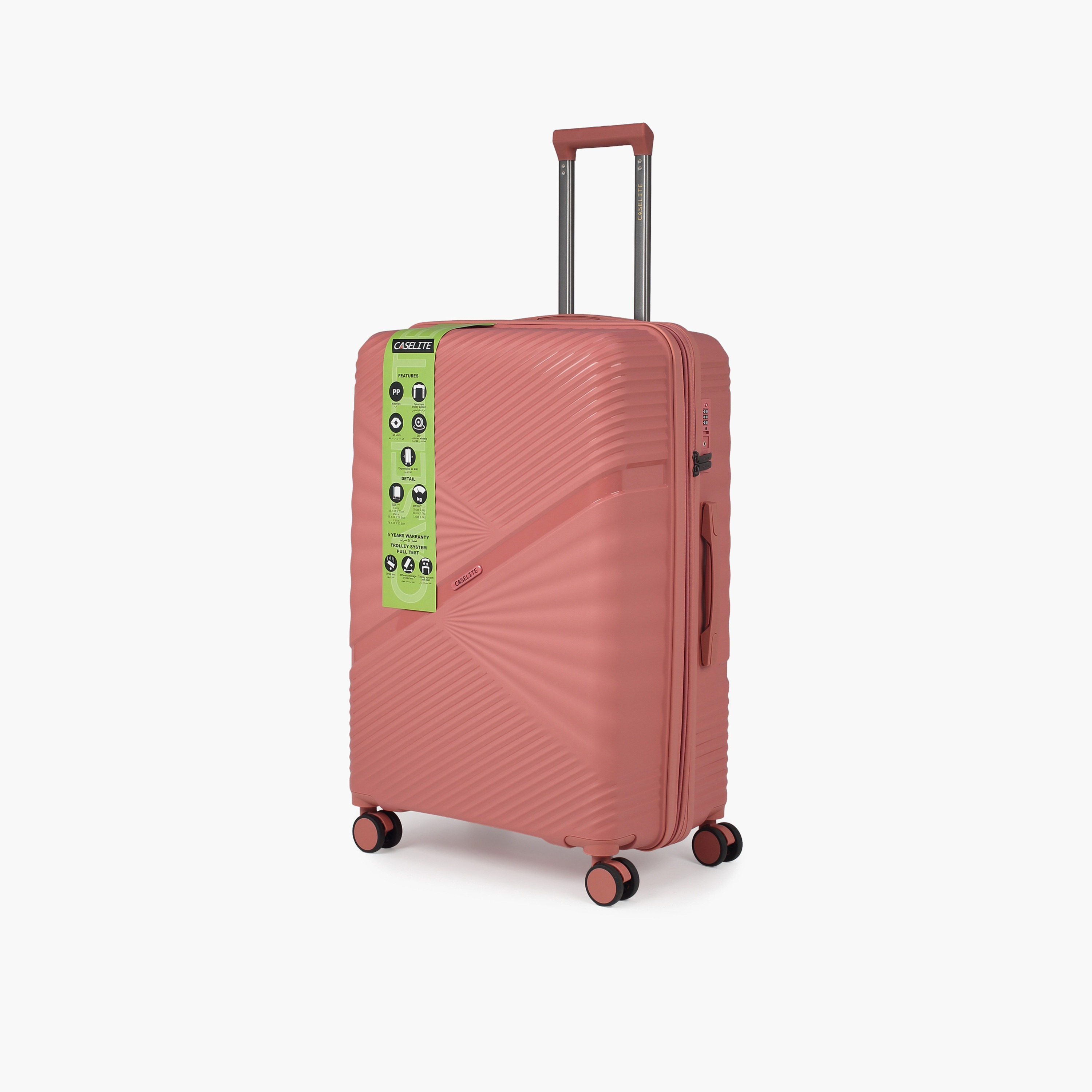 Caselite Textured Hardcase Luggage Trolley with Retractable Handle - 24 inches Check-In Bag-travel-luggagesandbags-luggage-image-12