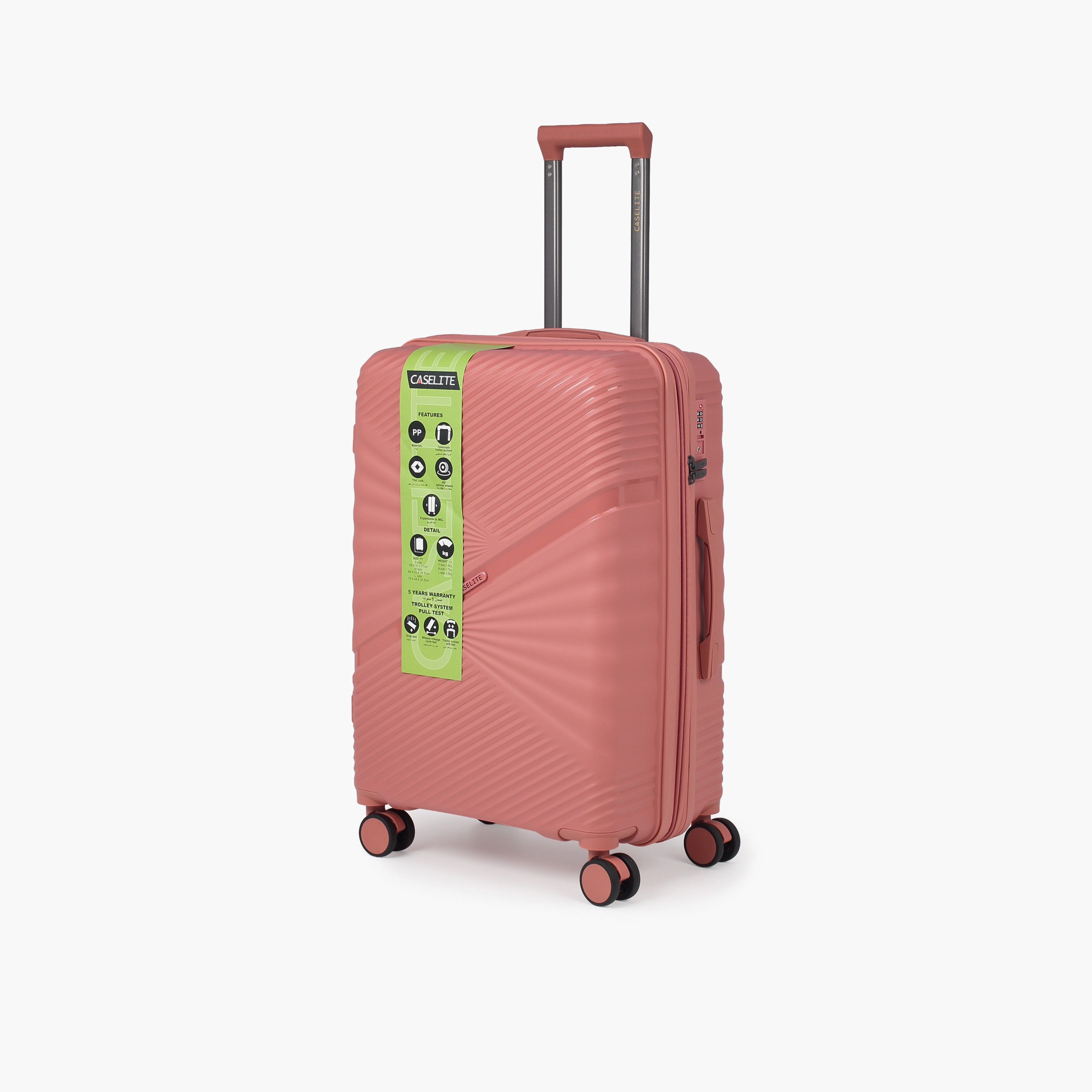 Caselite Textured Hardcase Luggage Trolley with Retractable Handle - 24 inches Check-In Bag-travel-luggagesandbags-luggage-image-13