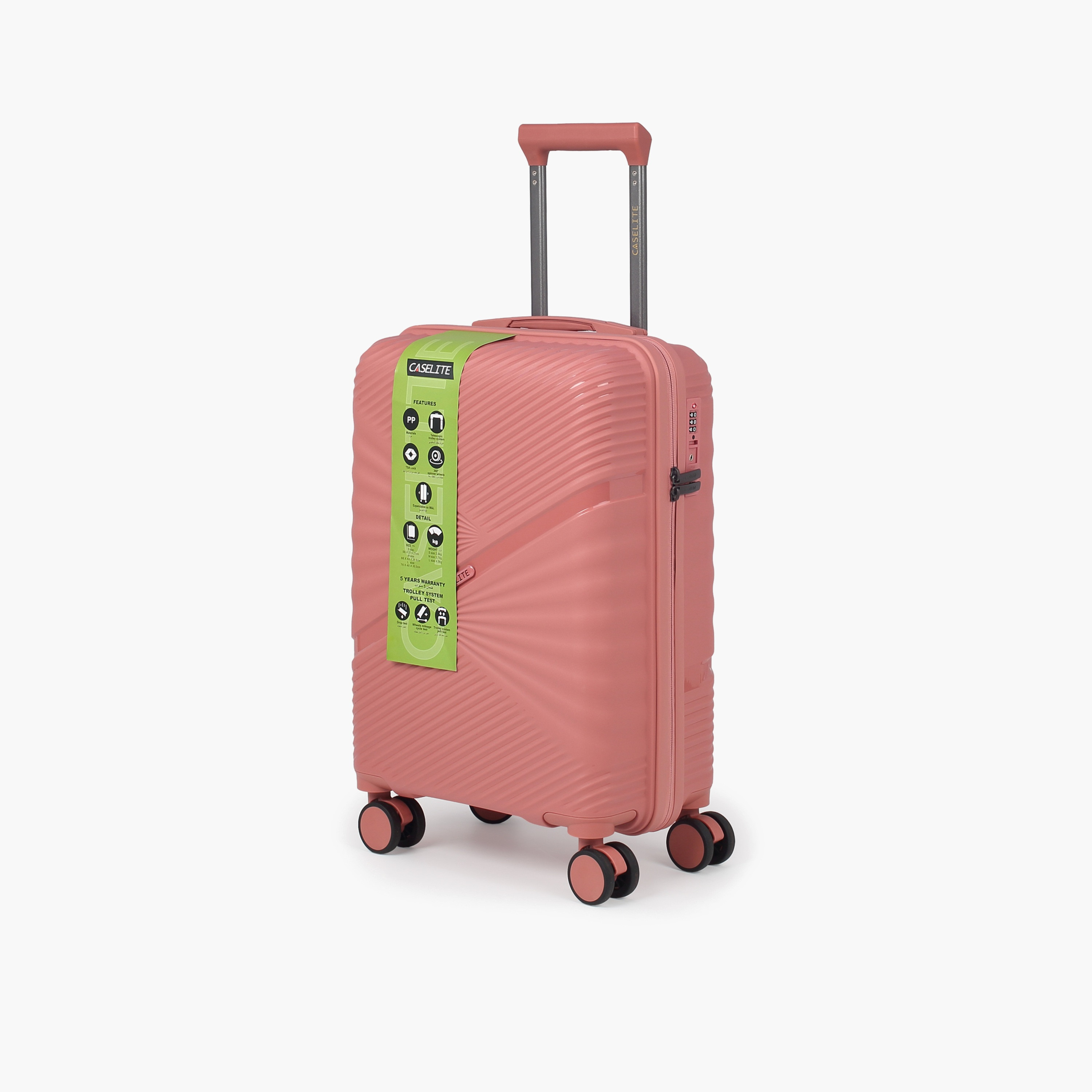 Caselite Textured Hardcase Luggage Trolley with Retractable Handle - 24 inches Check-In Bag-travel-luggagesandbags-luggage-image-2