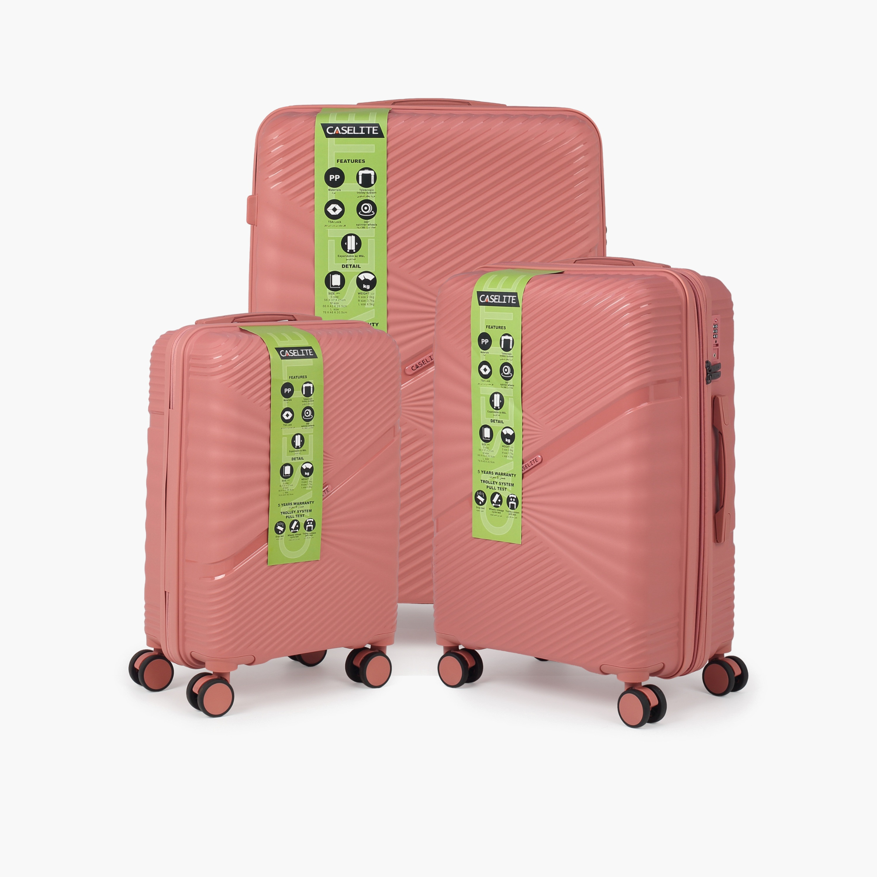 Caselite Textured Hardcase Luggage Trolley with Retractable Handle - 24 inches Check-In Bag-travel-luggagesandbags-luggage-image-6