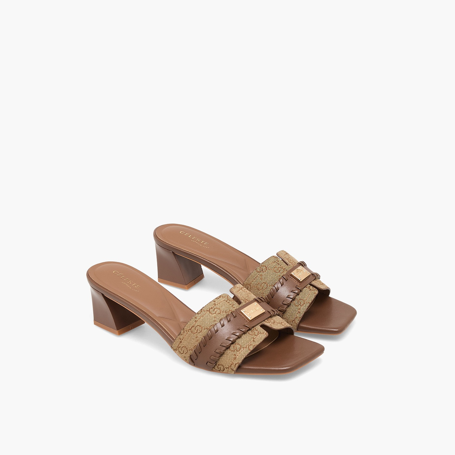 Celeste Women Monogram Print Block Heel Sandals-women-shoes-sandals-heeled-image-1