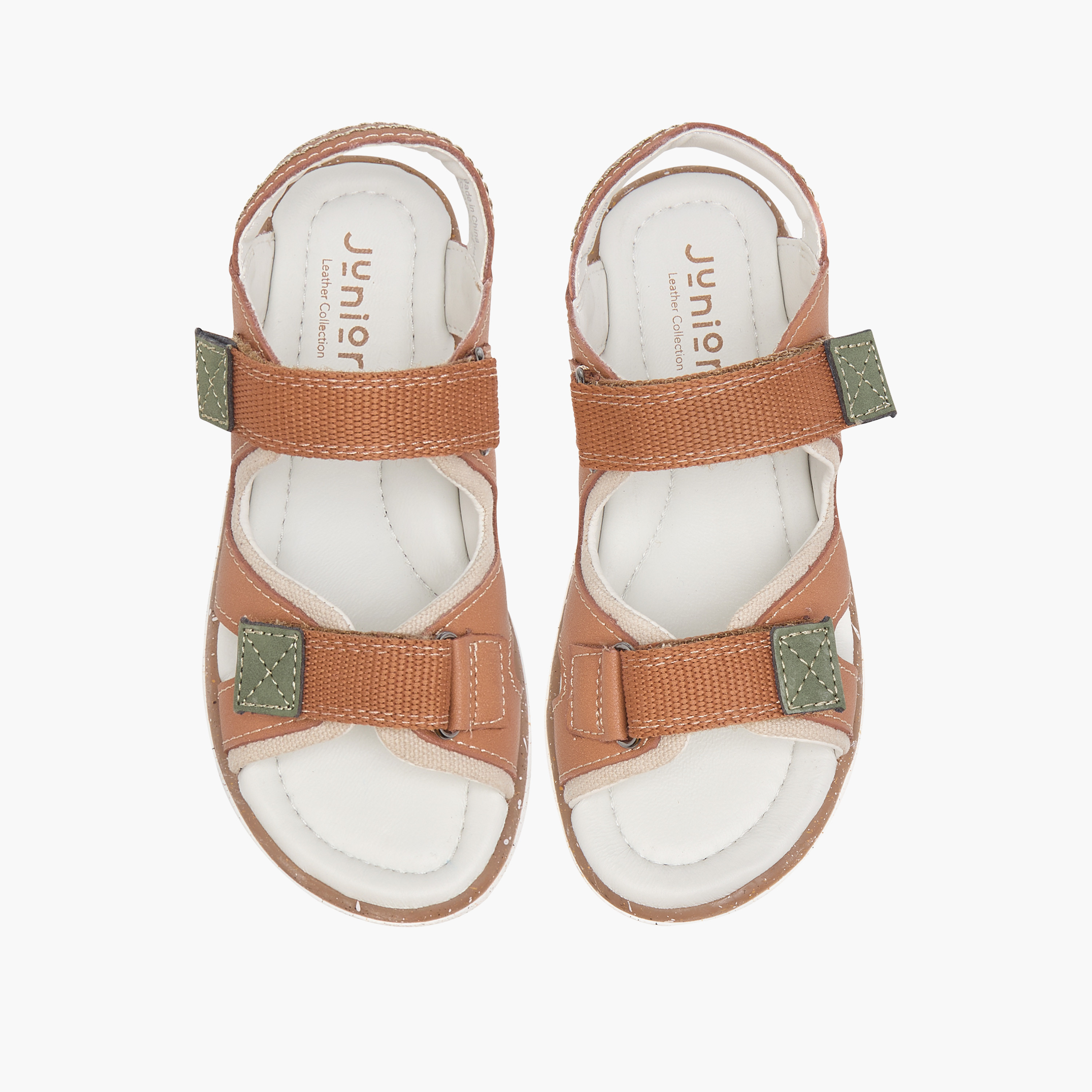 Juniors Textured Sandals with Hook and Loop Closure-boys-shoes-sandals-image-1