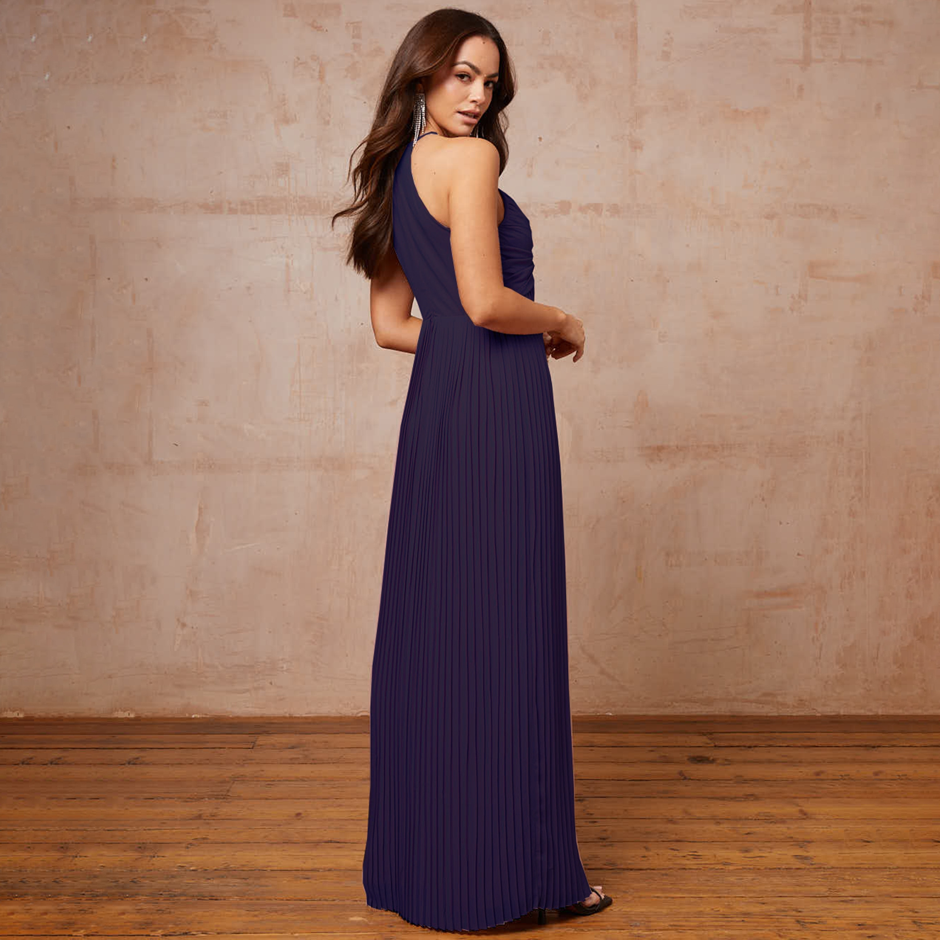 TFNC Plain Halter Neck Pleated Maxi Dress-women-clothing-dresses-image-3
