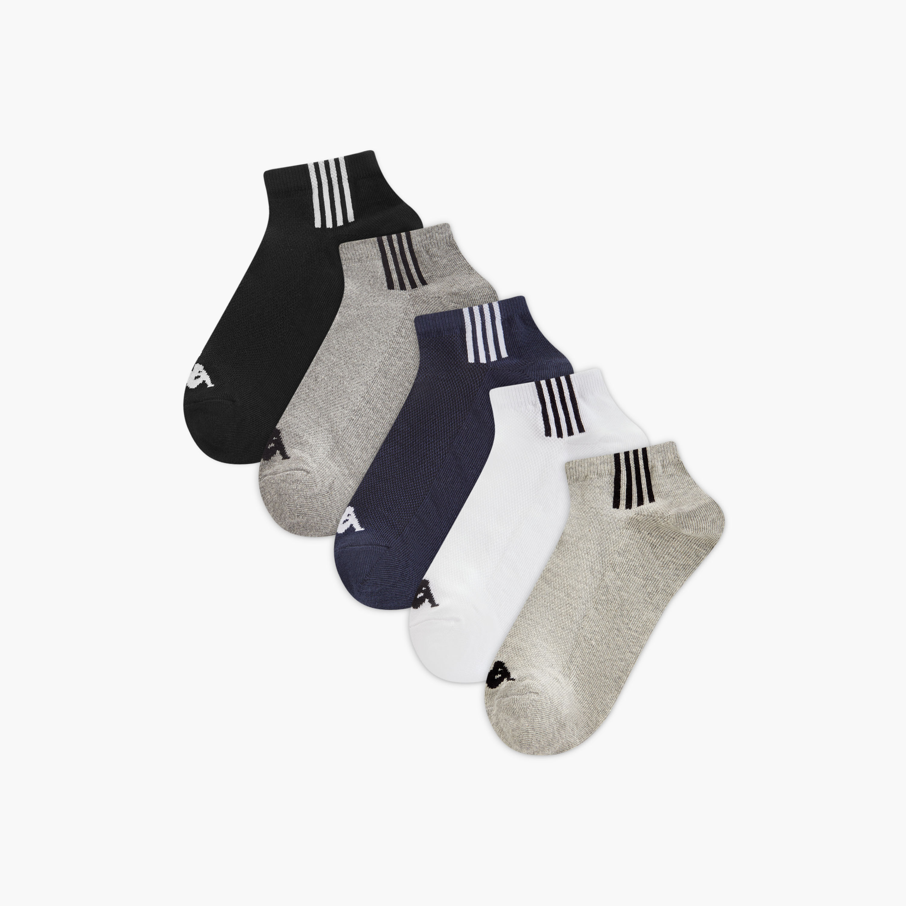 Kappa Logo Print Non Terry Ankle Length Socks - Set of 5-men-socks-image-1