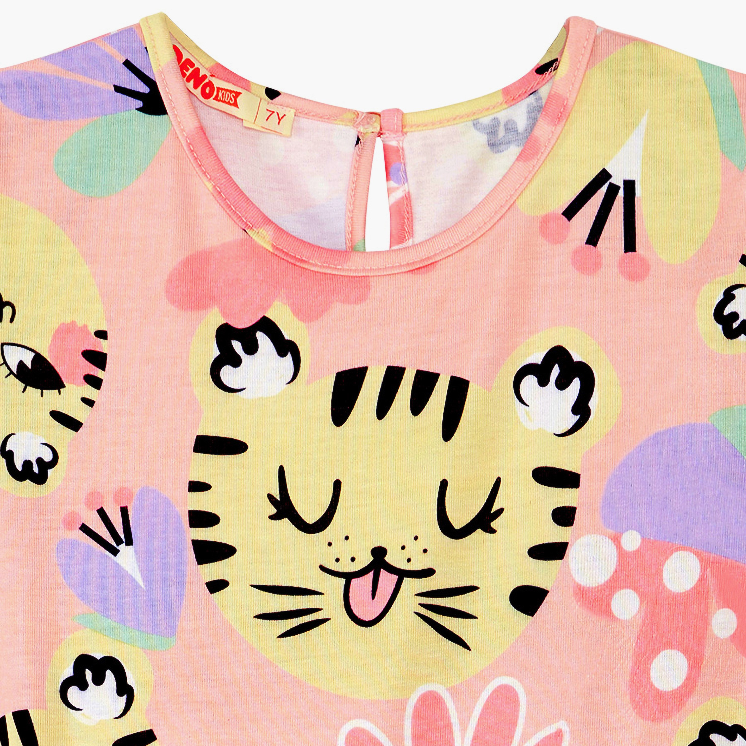 فستان بأكمام قصيرة مطبوع من دينوكيدز-girls-clothing-dressesandjumpsuits-image-5
