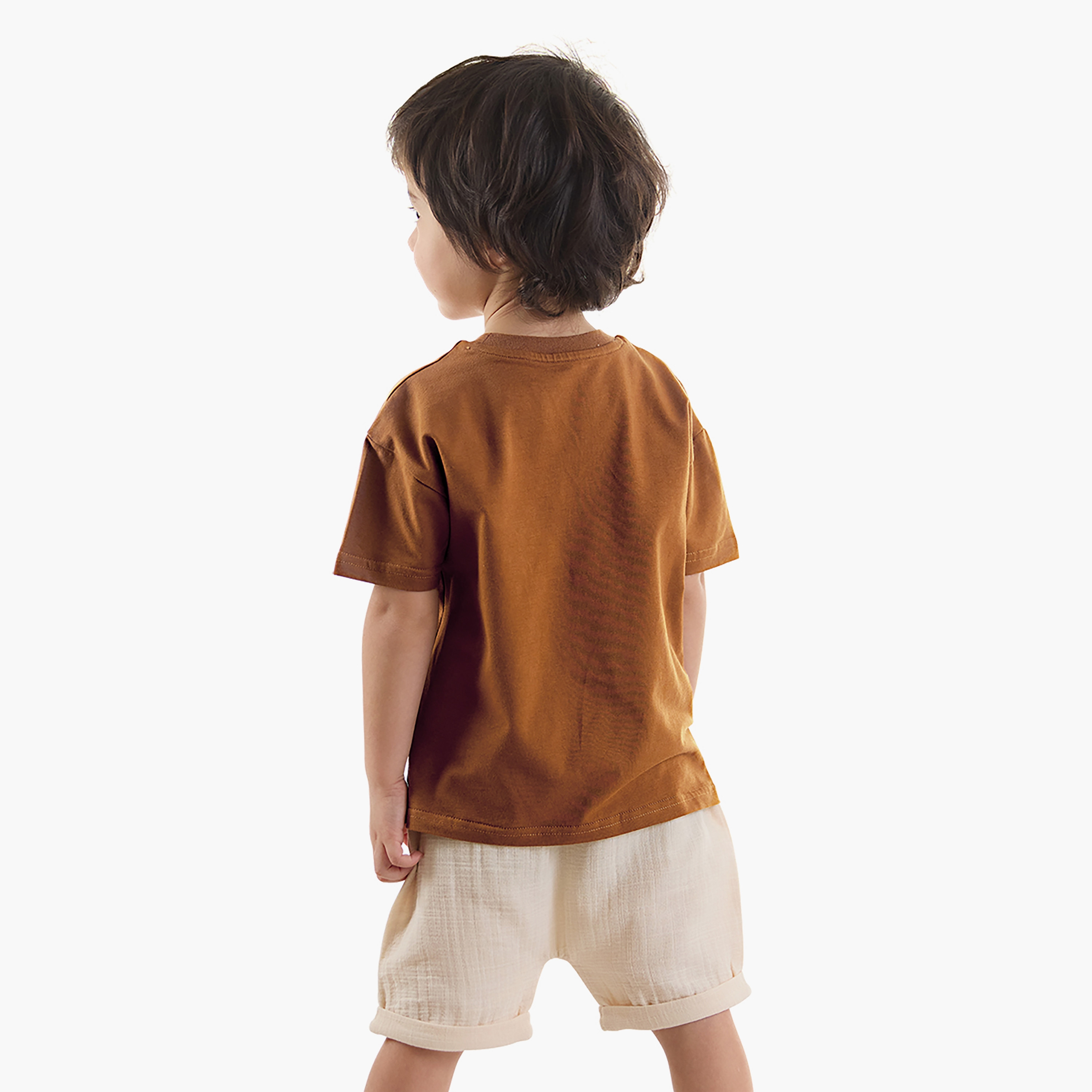 تي شيرت بأكمام قصيرة وطبعة كامب موسلين مع كابيري من دينوكيدز-baby-boys-clothing-setsandcoords-image-2