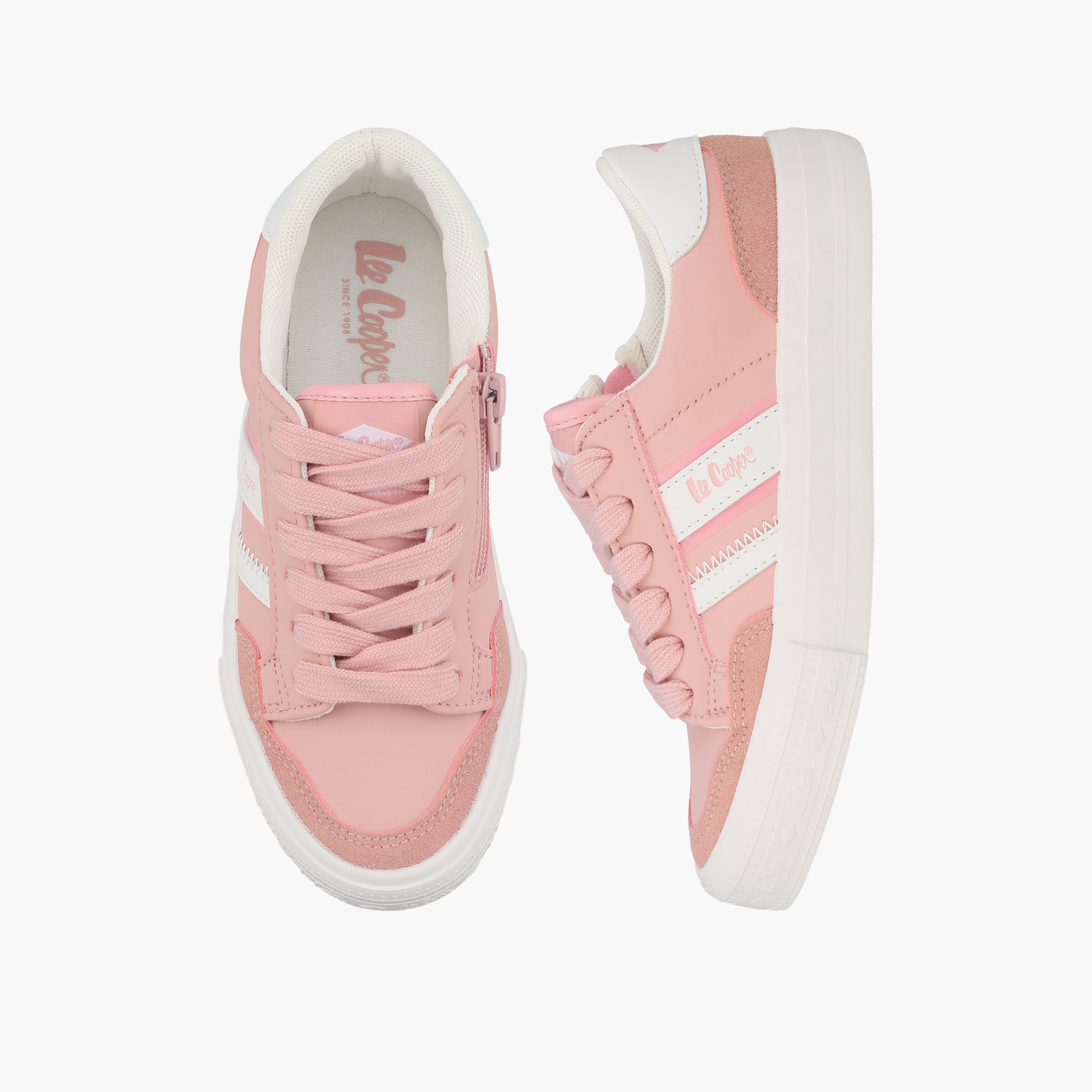 حذاء سنيكرز كاحل برباط وطبعات شعار للبنات من لي كوبر-girls-shoes-sneakers-image-1