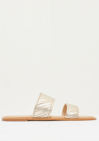 Textured Slide Sandals-Women%27s Flat Sandals-image-0