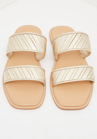 Textured Slide Sandals-Women%27s Flat Sandals-image-2