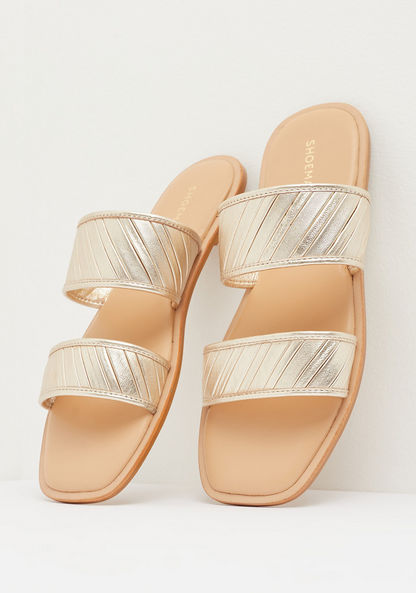 Textured Slide Sandals-Women%27s Flat Sandals-image-3