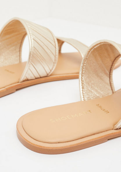 Textured Slide Sandals-Women%27s Flat Sandals-image-4