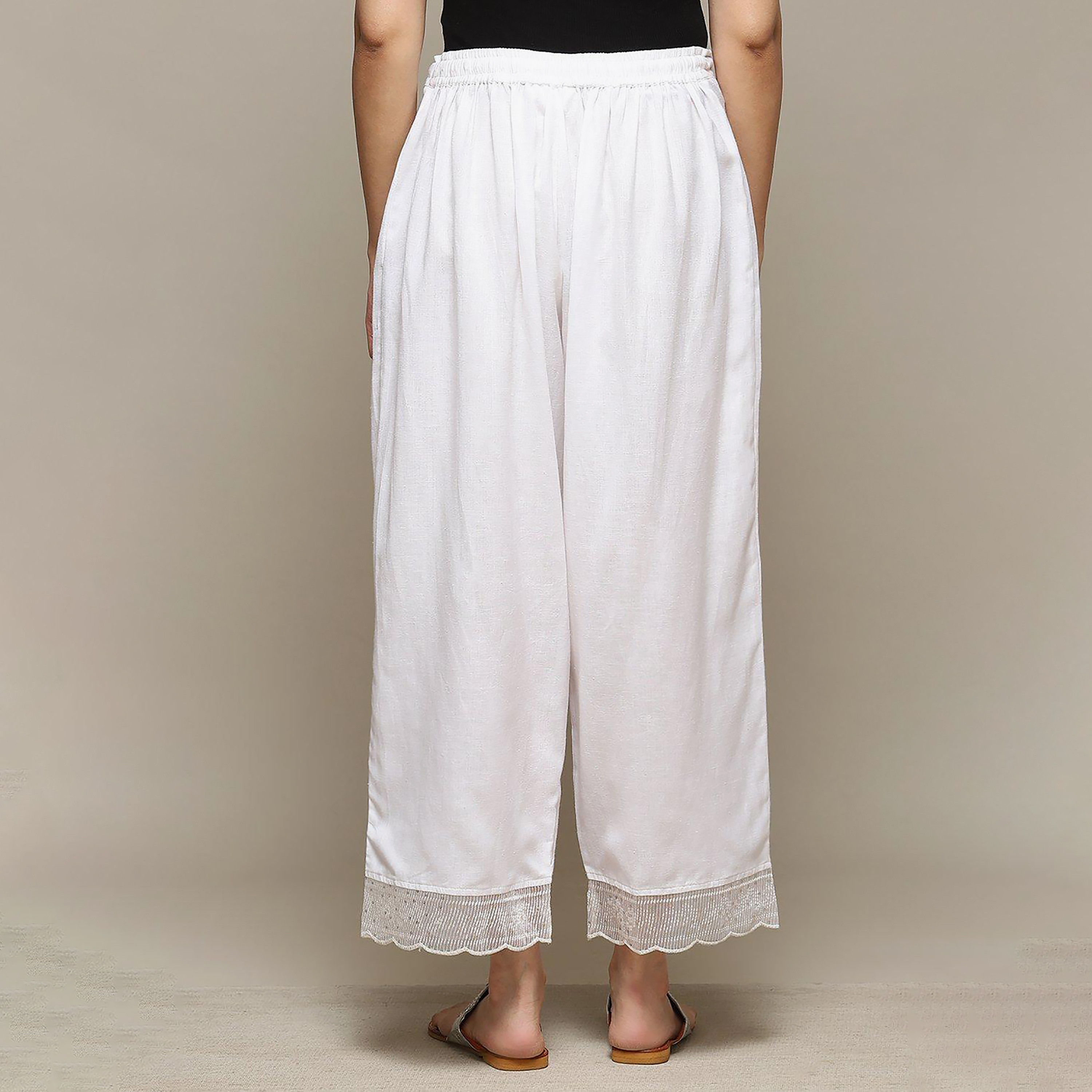 بيبا بالازو ذو متوسط الارتفاع سادة مع مزين بحاشية شبكية-women-clothing-ethnicwear-bottoms-palazzos-image-5