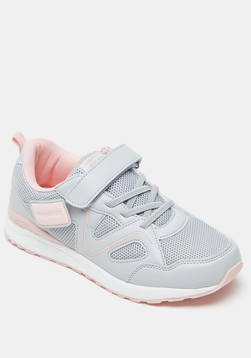 KangaROOS Girls' Textured Walking Shoes with Hook and Loop Closure-Girl%27s Sports Shoes-image-1