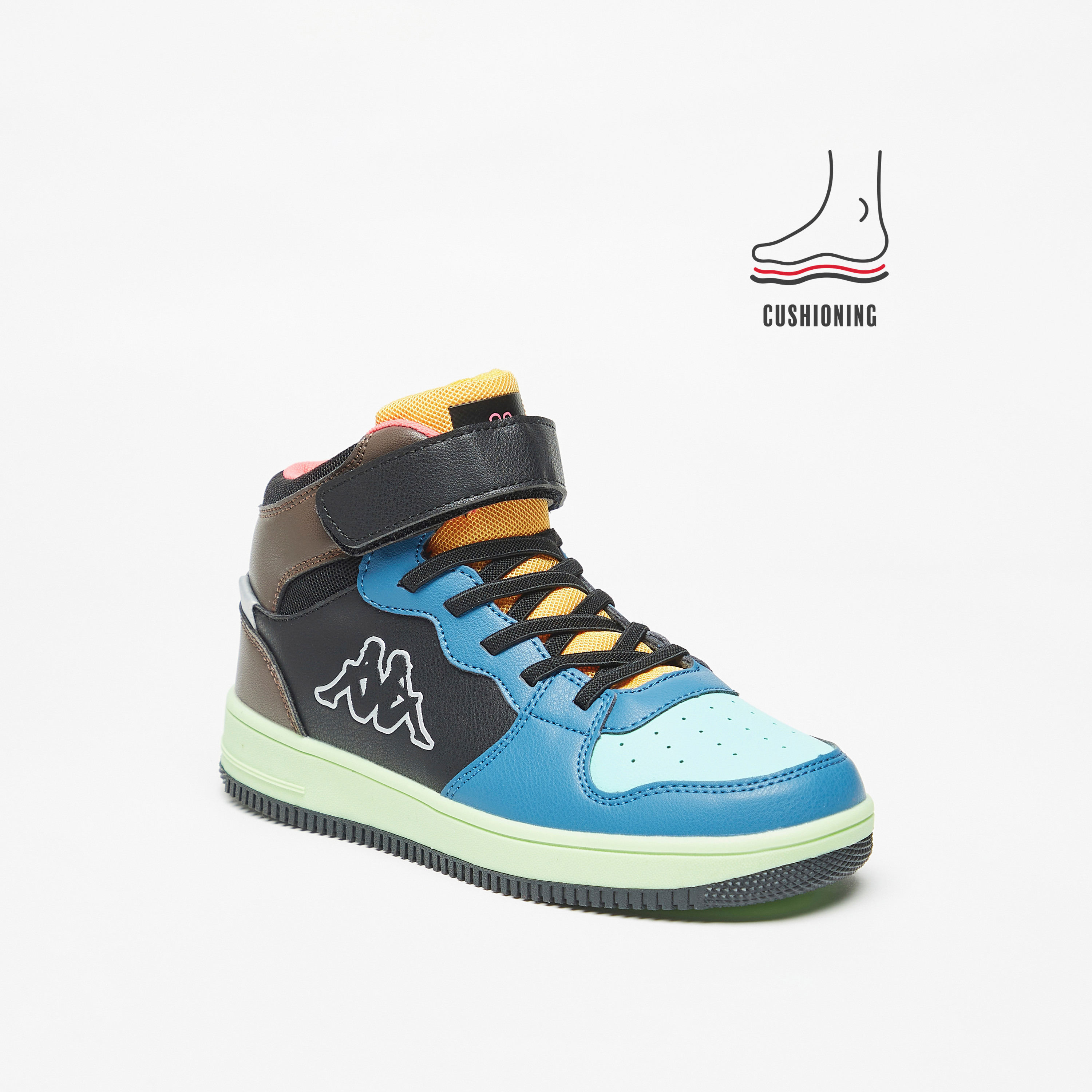 Kappa Boys' Colourblock Hight Cut Sneakers with Hook and Loop Closure-boys-shoes-sneakers-image-1