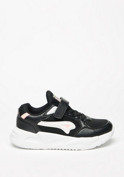 KangaROOS Girls' Textured Sneakers with Hook and Loop Closure-Girl%27s Sports Shoes-image-0