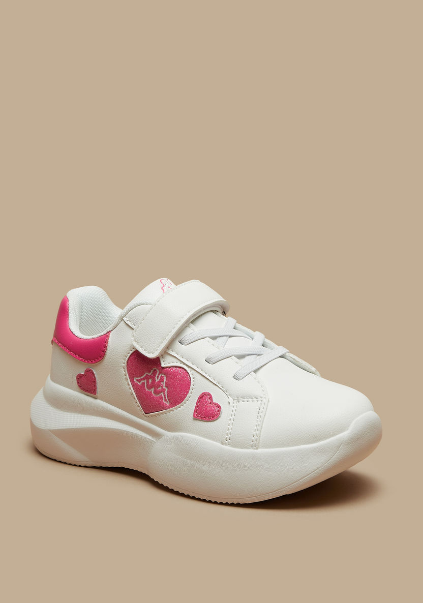 Kappa Girls' Heart Detail Sneakers with Hook and Loop Closure-Girl%27s Sneakers-image-0