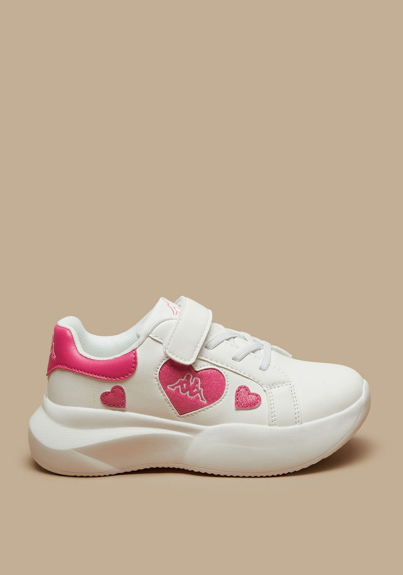 Kappa Girls' Heart Detail Sneakers with Hook and Loop Closure-Girl%27s Sneakers-image-2