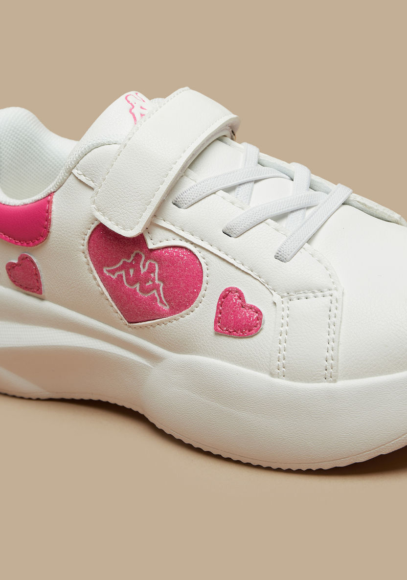 Kappa Girls' Heart Detail Sneakers with Hook and Loop Closure-Girl%27s Sneakers-image-4