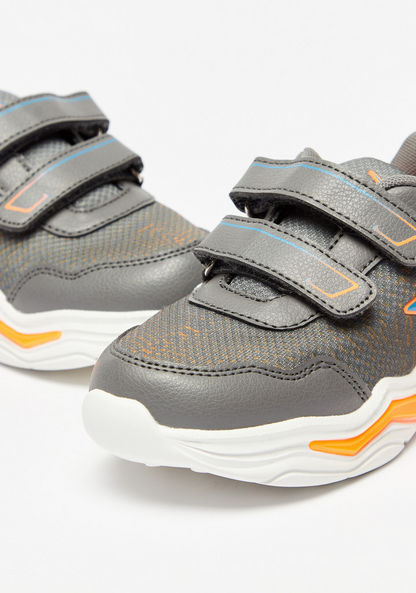Dash Panelled Walking Shoes with Hook and Loop Closure