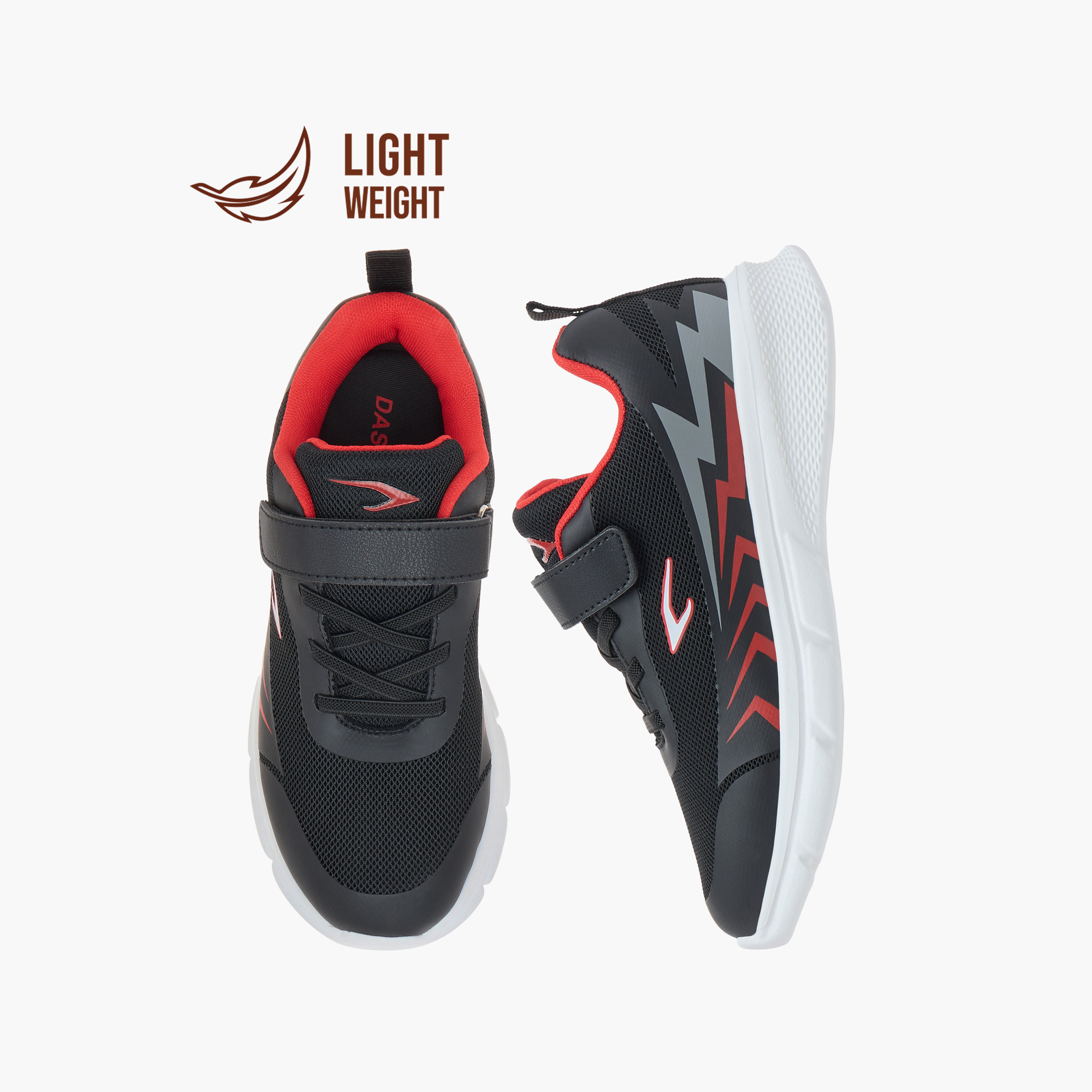 Dash Printed Lightweight Sports Shoes with Hook and Loop Closure-girls-shoes-sports-image-1