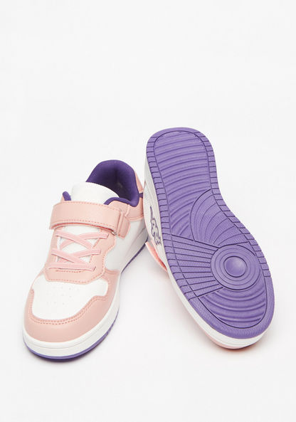 Kappa Girls' Colourblock Low-Ankle Sneakers with Hook and Loop Closure-Girl%27s Sneakers-image-2