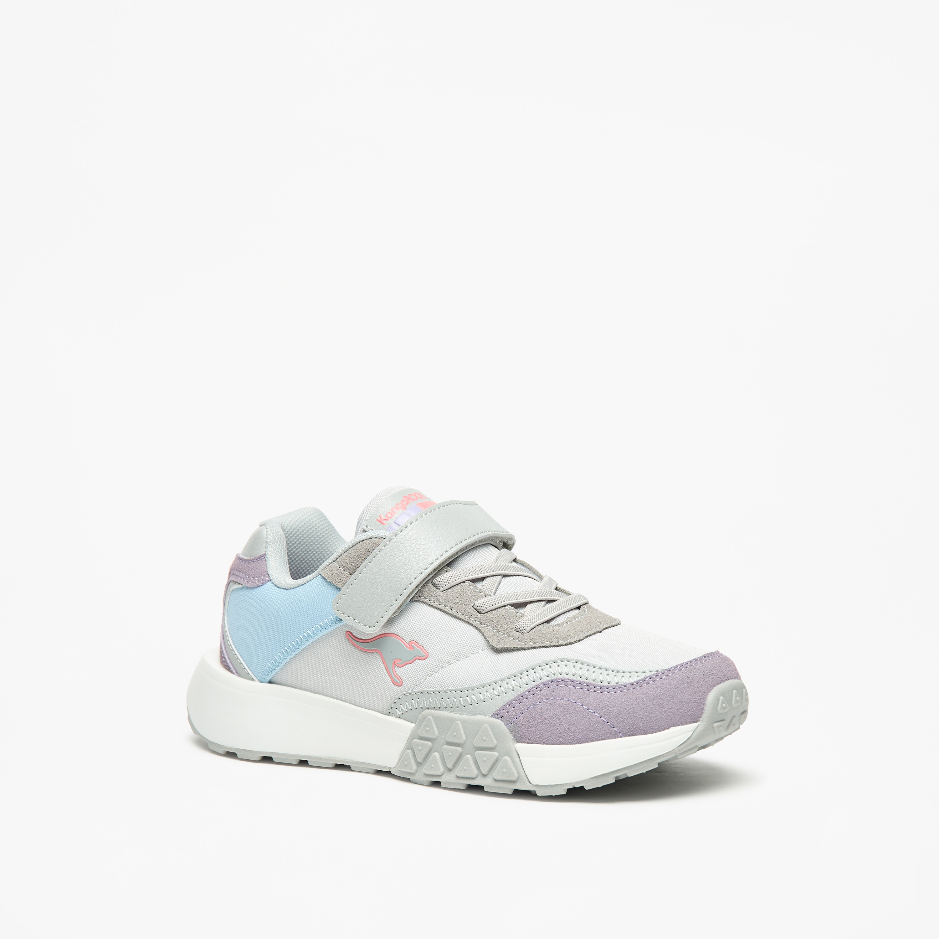 KangaROOS Girls' Panelled Walking Shoes with Hook and Loop Closure-sports-girls-shoes-image-1
