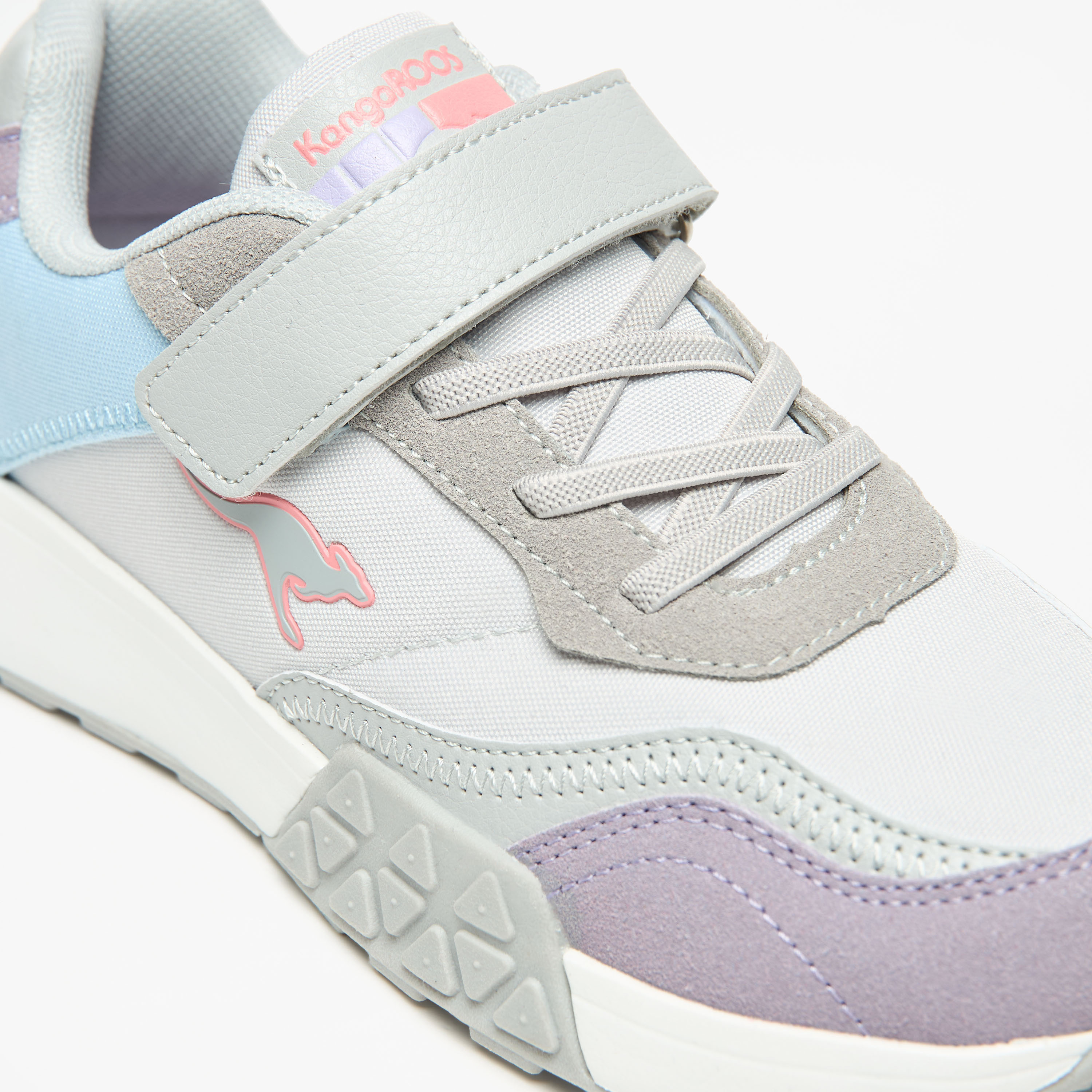 KangaROOS Girls' Panelled Walking Shoes with Hook and Loop Closure-sports-girls-shoes-image-5