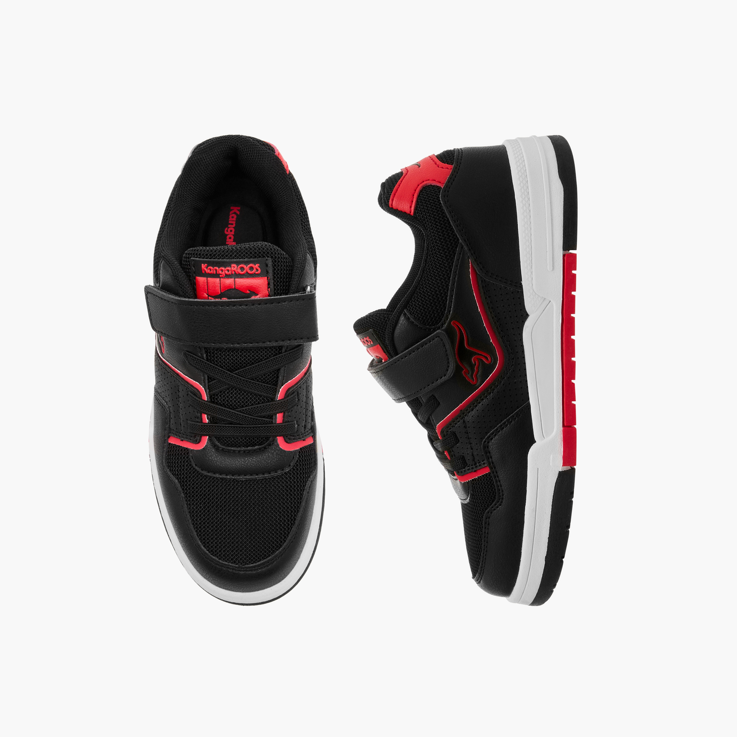 KangaROOS Kids' Panelled Sneakers with Hook and Loop Closure-boys-shoes-sneakers-image-1