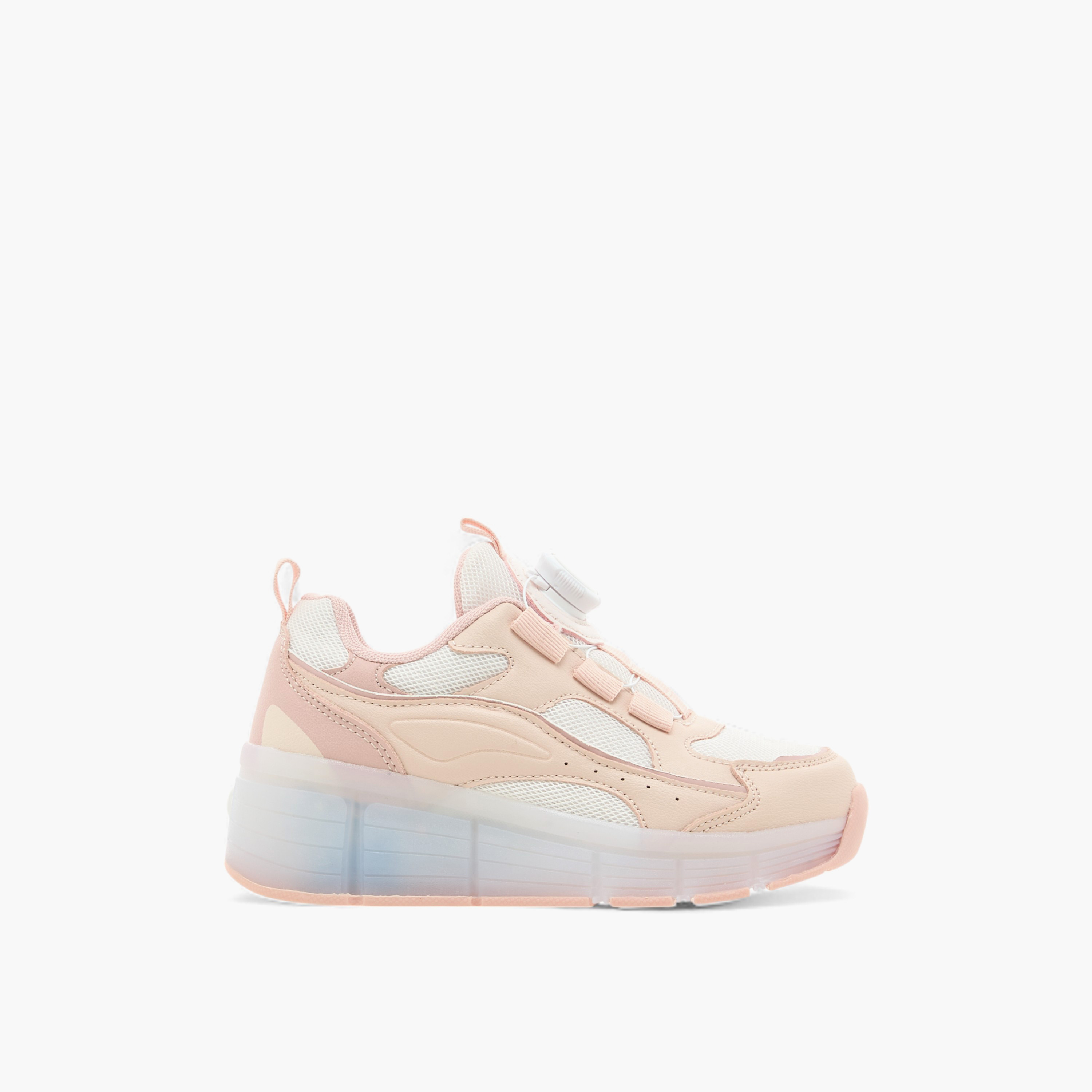 Little Missy Panelled Light-Up Sneakers with Rotating Buckle Closure-girls-shoes-sneakers-image-3