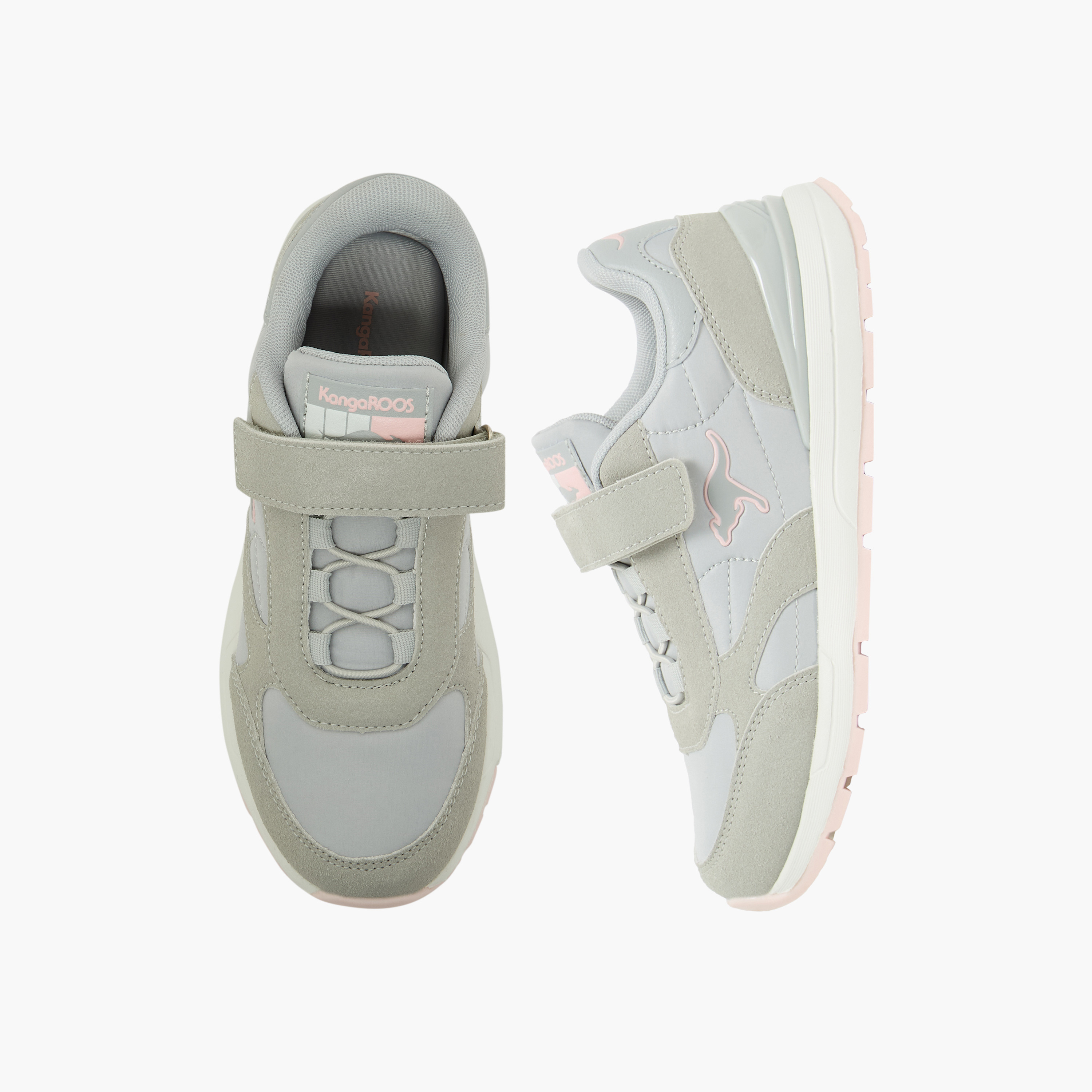حذاء رياضي مخطط بشريط إغلاق لاصق للبنات من كانغاروز-girls-shoes-sneakers-image-1