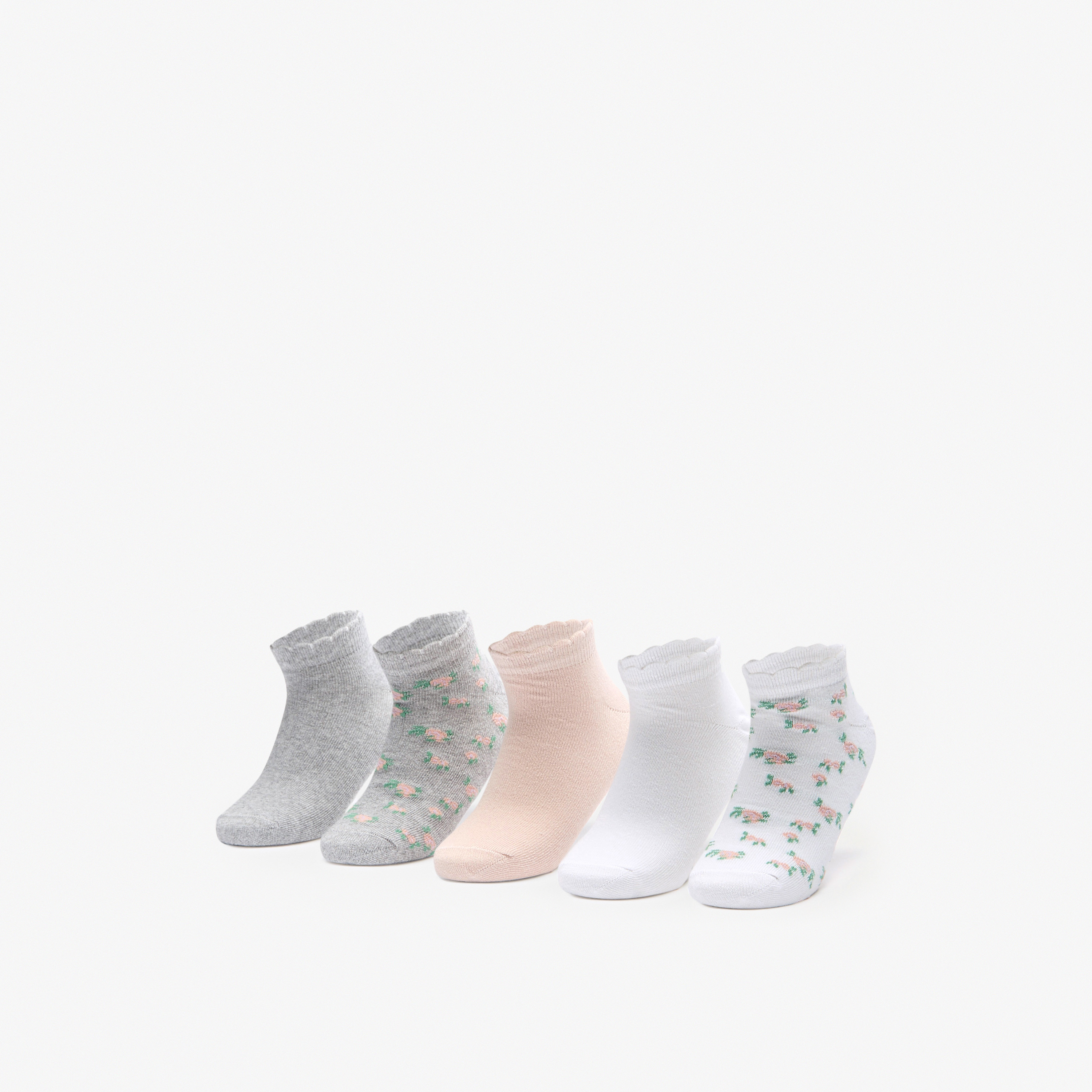 طقم جوارب متنوعة 5 أزواج بِطول الكاحل من فلورا بيلا-girls-accessories-socks-image-1