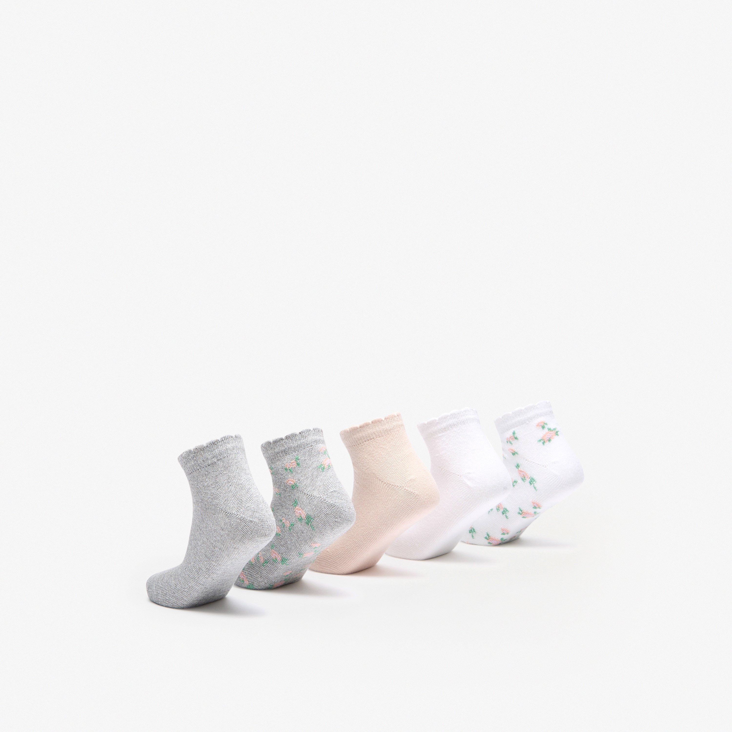 طقم جوارب متنوعة 5 أزواج بِطول الكاحل من فلورا بيلا-girls-accessories-socks-image-3