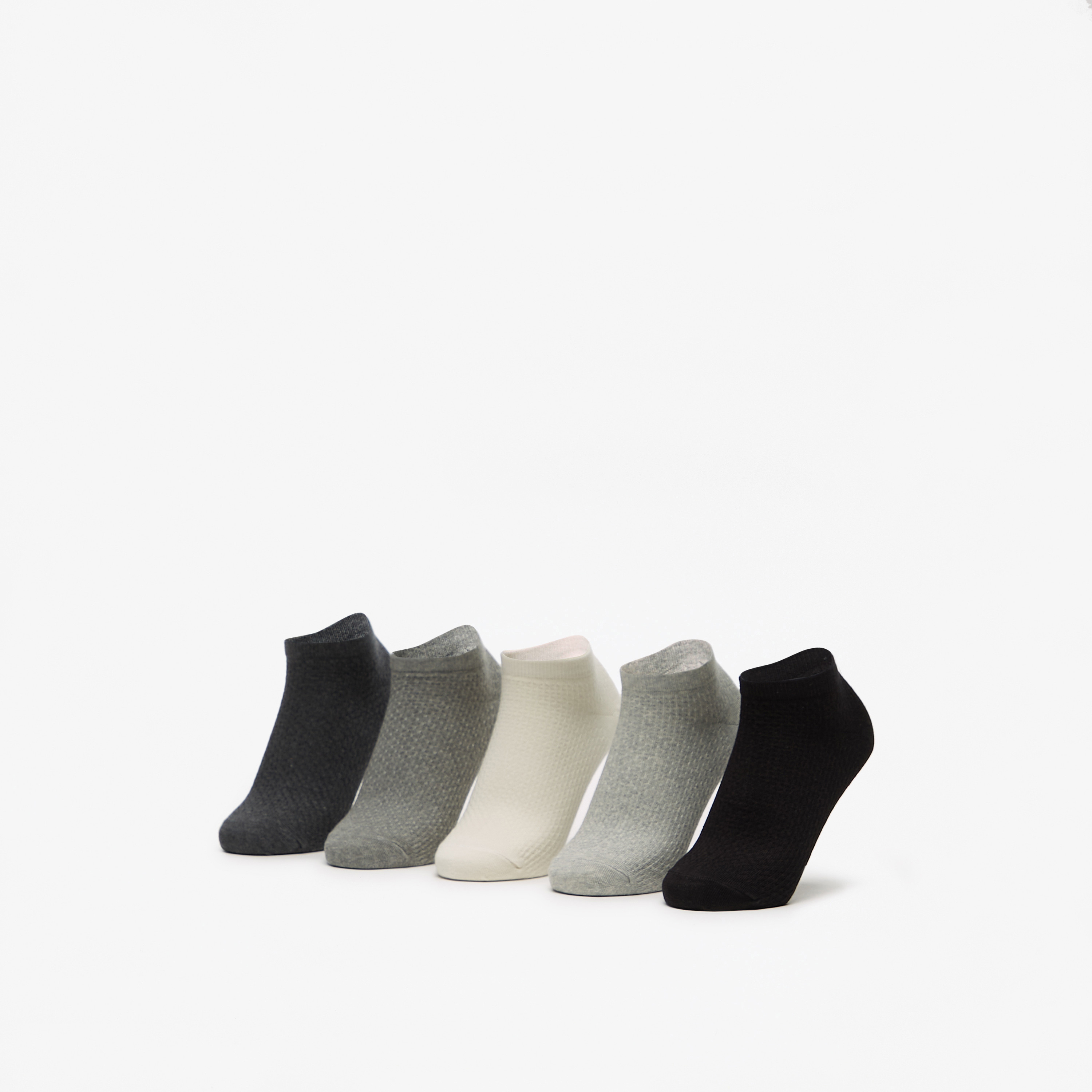 Flora Bella Textured Ankle Length Socks - Set of 5-women-socksandstockings-image-1