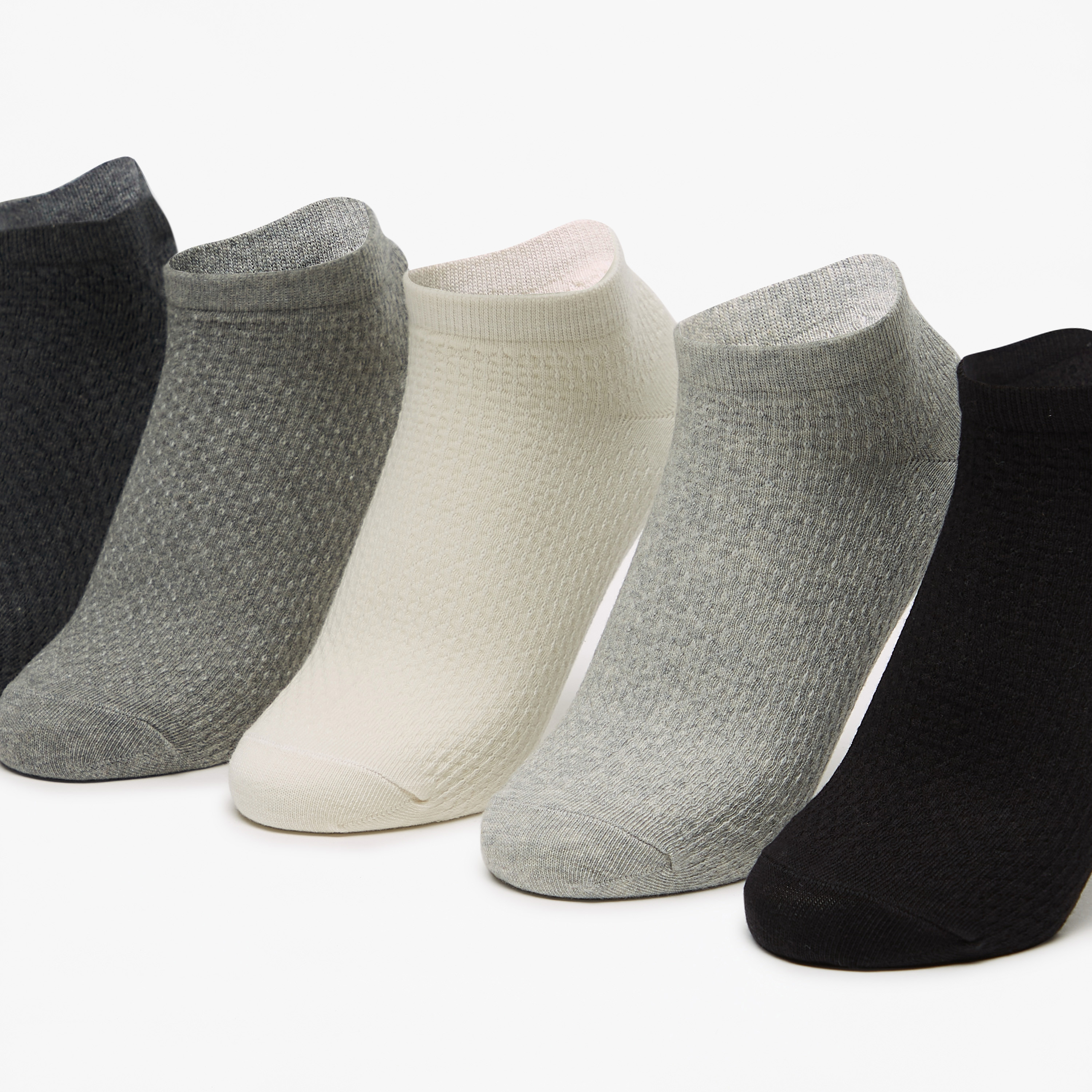 Flora Bella Textured Ankle Length Socks - Set of 5-women-socksandstockings-image-2