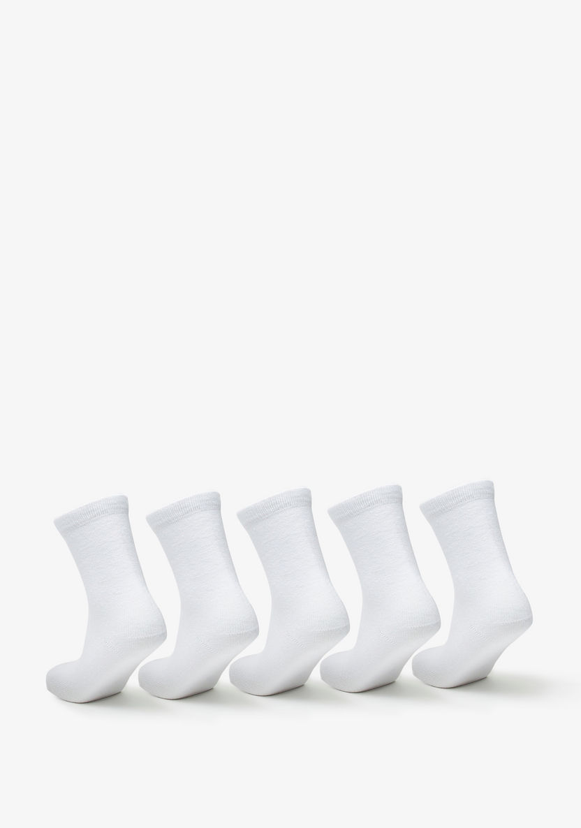 Solid Crew Length Socks - Set of 5-Girl%27s Socks & Tights-image-2