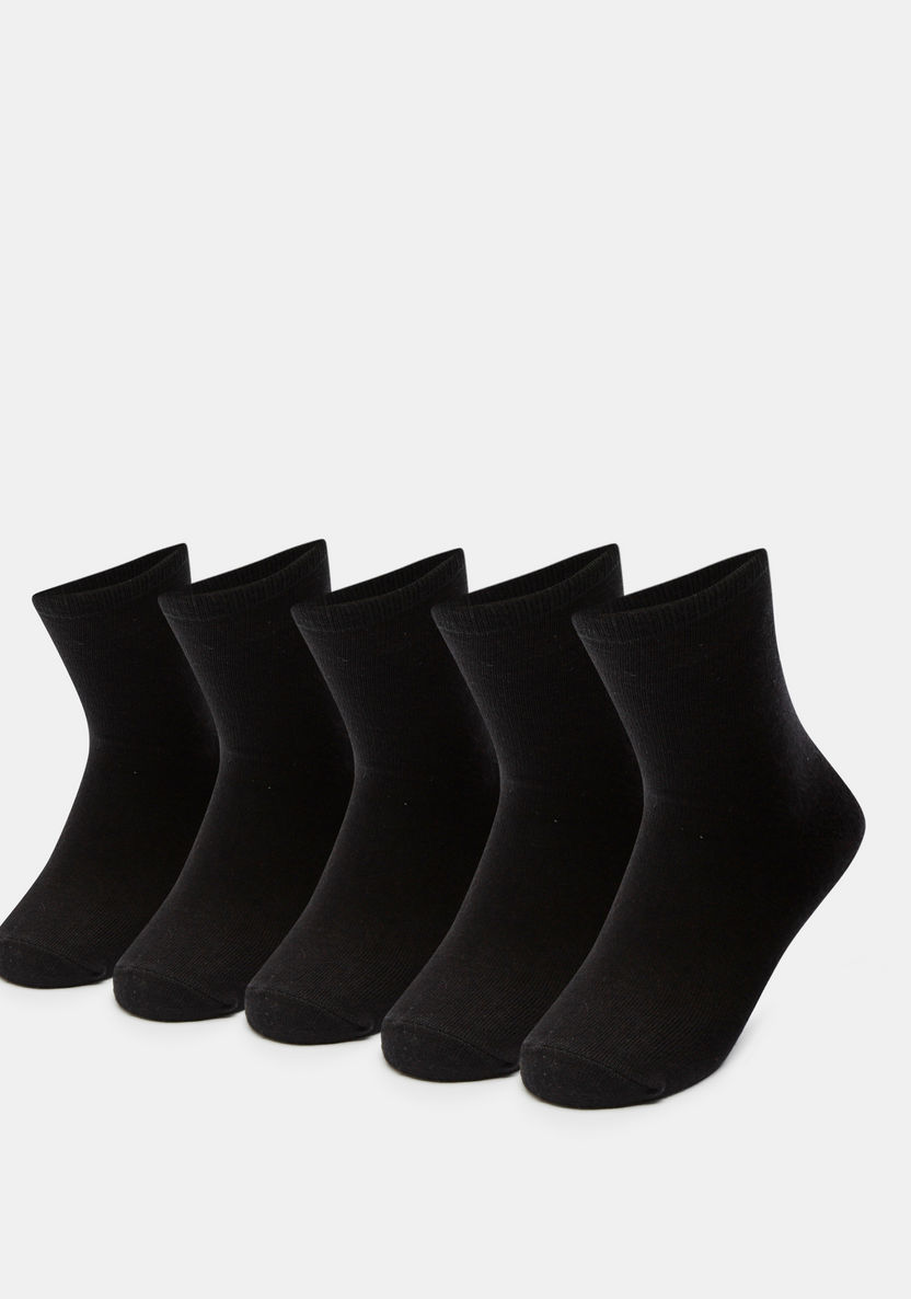 Solid Crew Length School Socks - Set of 5-Girl%27s Socks & Tights-image-0