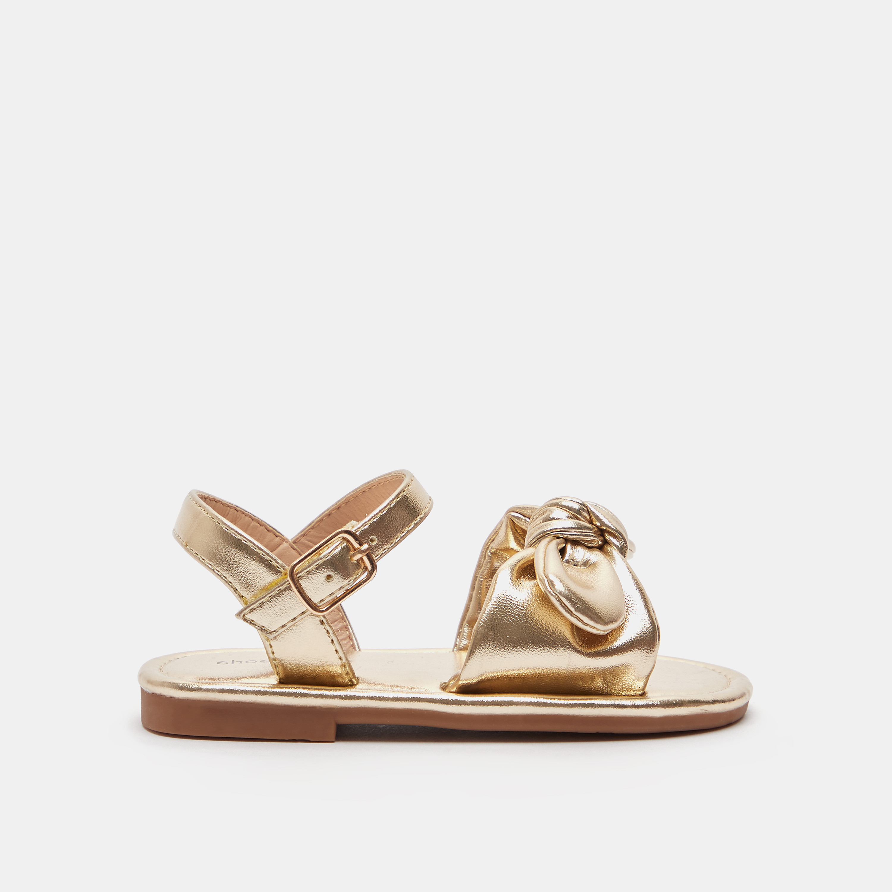 Bow Accented Strap Sandals with Hook and Loop Closure-girls-shoes-sandals-image-1