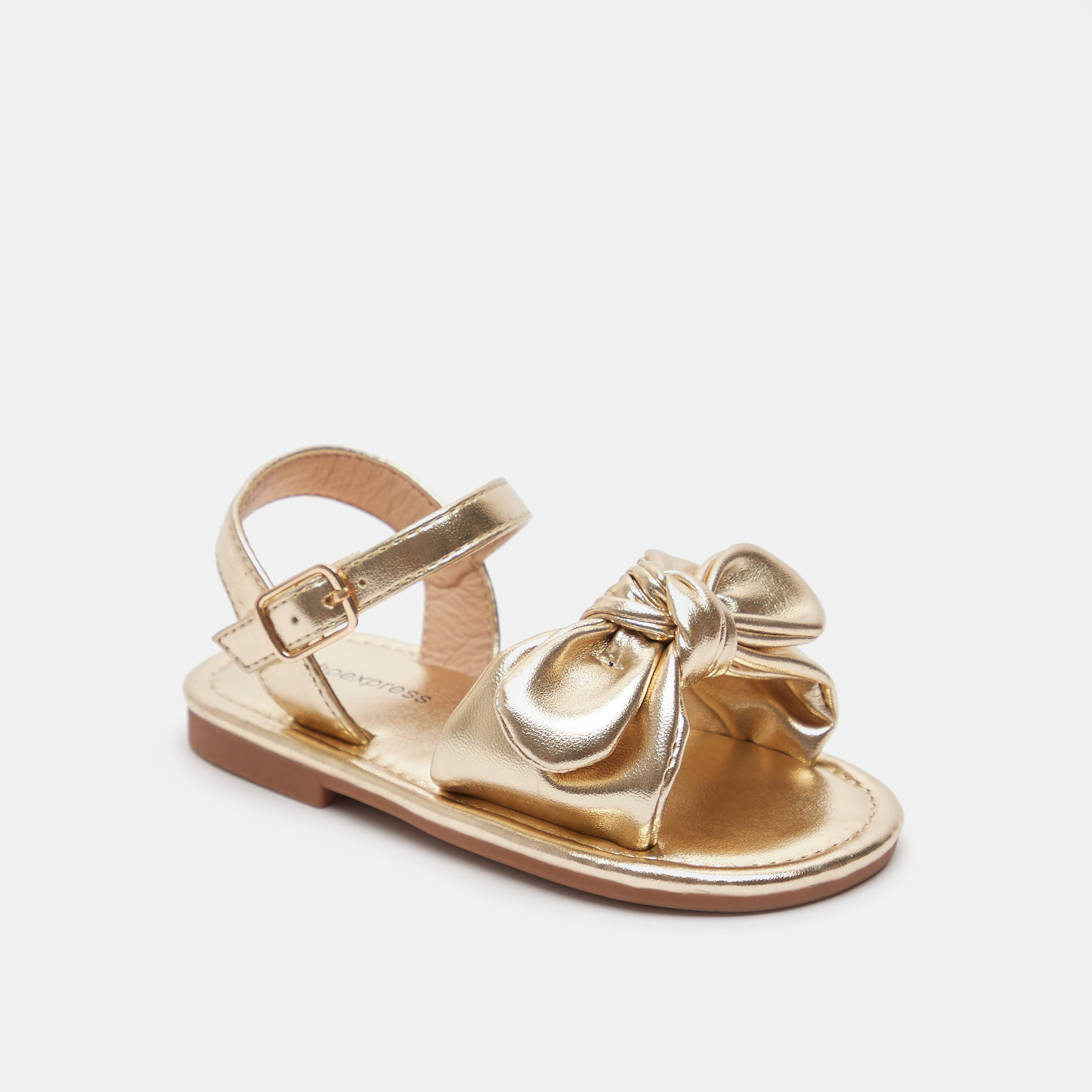 Bow Accented Strap Sandals with Hook and Loop Closure-girls-shoes-sandals-image-2