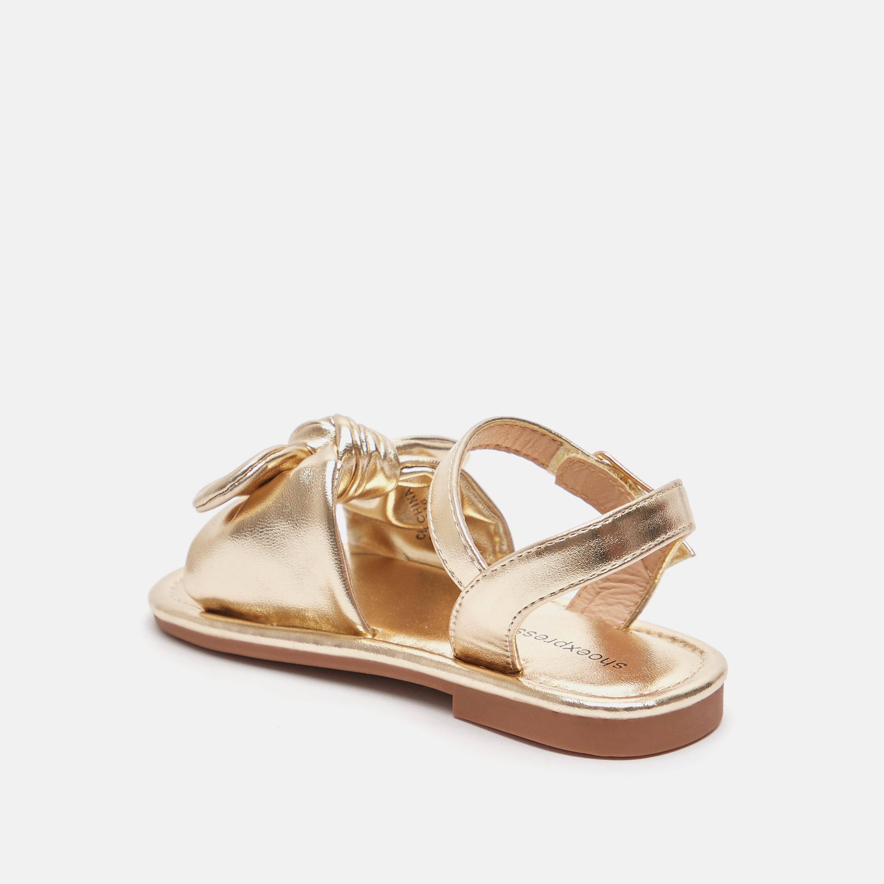 Bow Accented Strap Sandals with Hook and Loop Closure-girls-shoes-sandals-image-3
