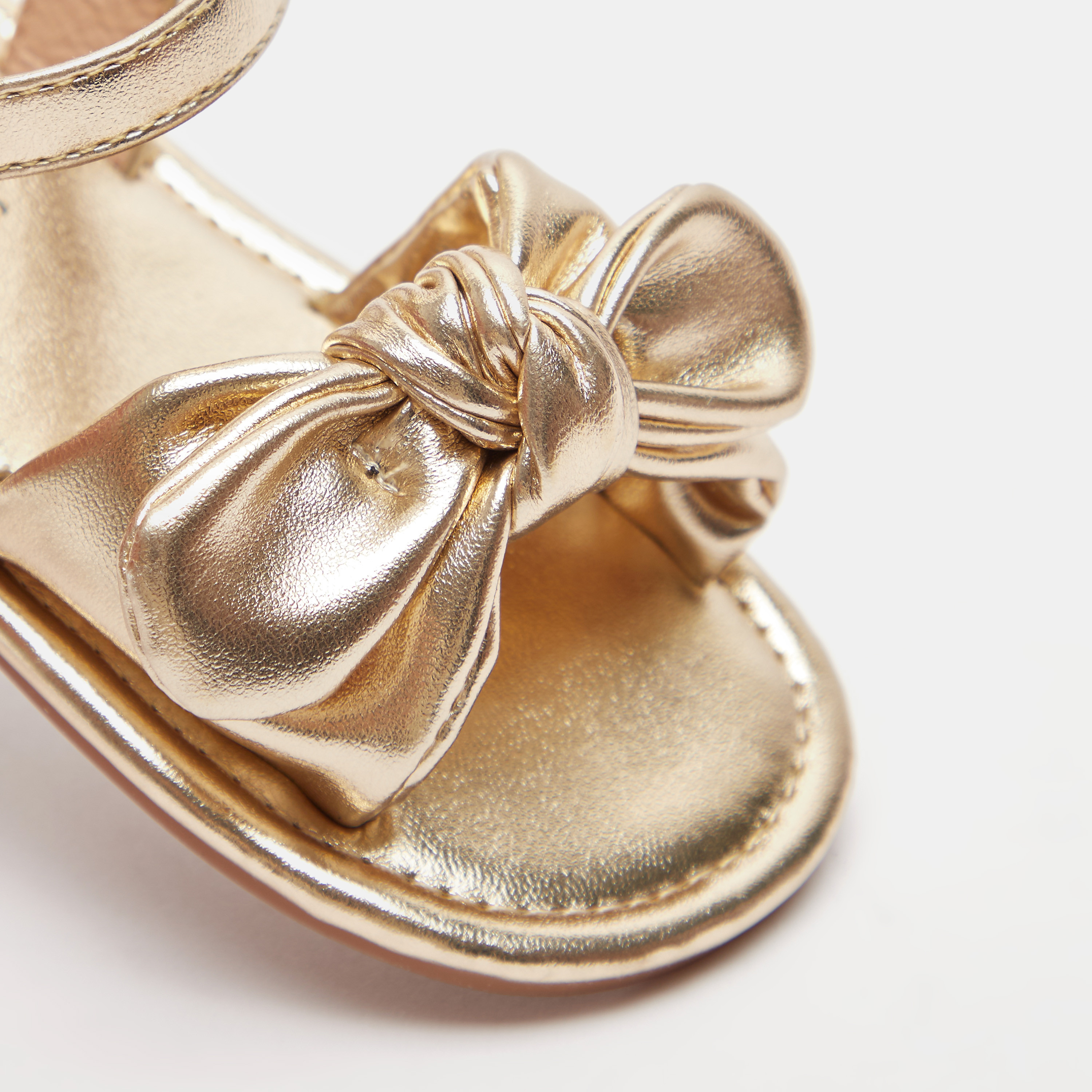 Bow Accented Strap Sandals with Hook and Loop Closure-girls-shoes-sandals-image-4