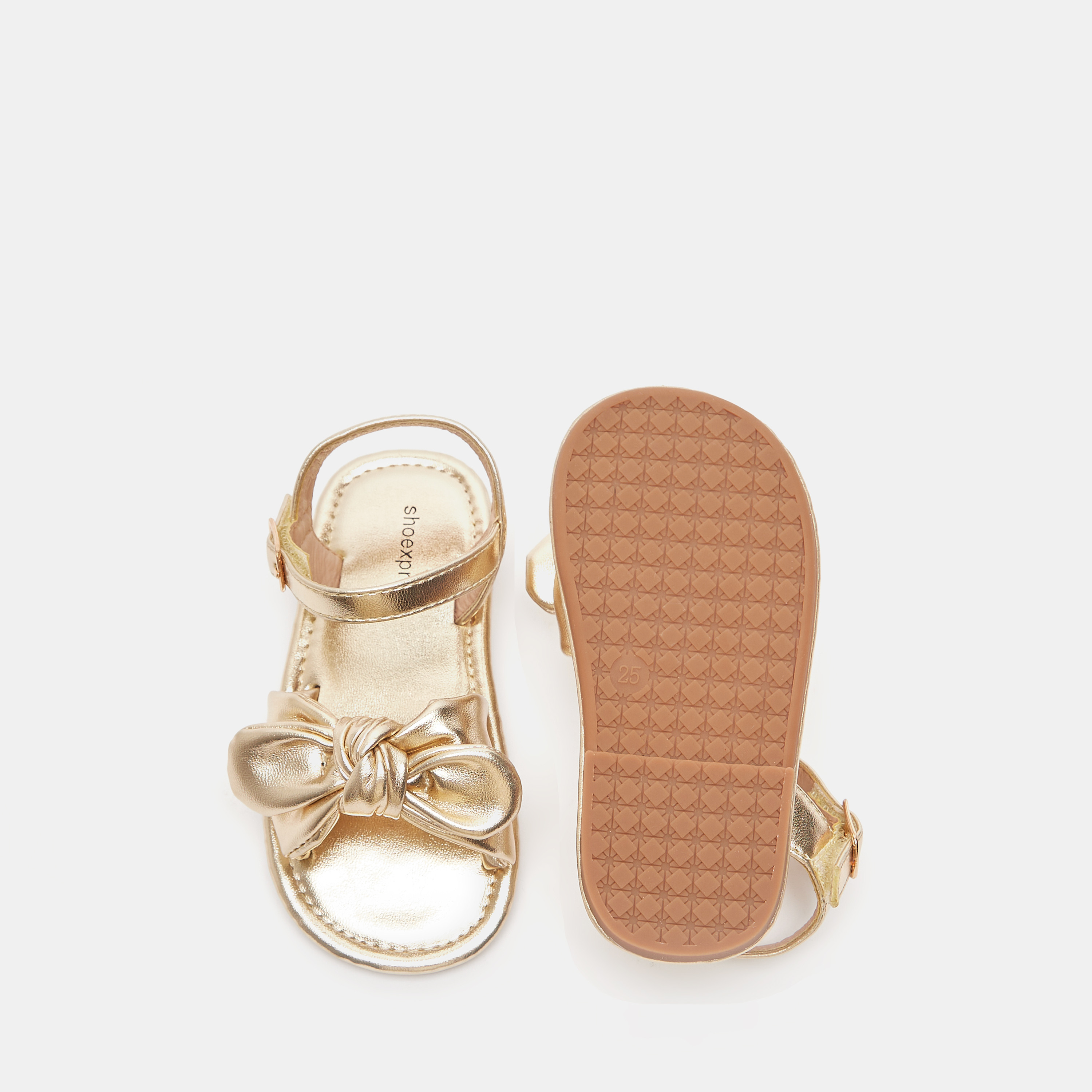 Bow Accented Strap Sandals with Hook and Loop Closure-girls-shoes-sandals-image-5