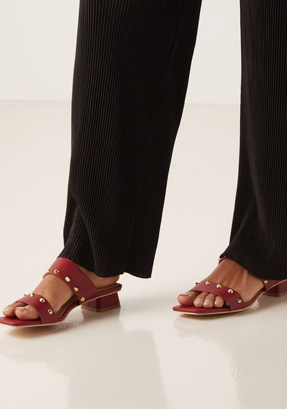 Celeste Women's Studded Slip-On Sandals with Block Heels