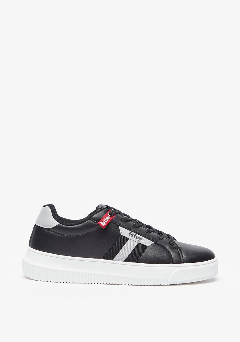 Lee Cooper Men's Tape Detail Sneakers with Lace-Up Closure-Men%27s Sneakers-image-2