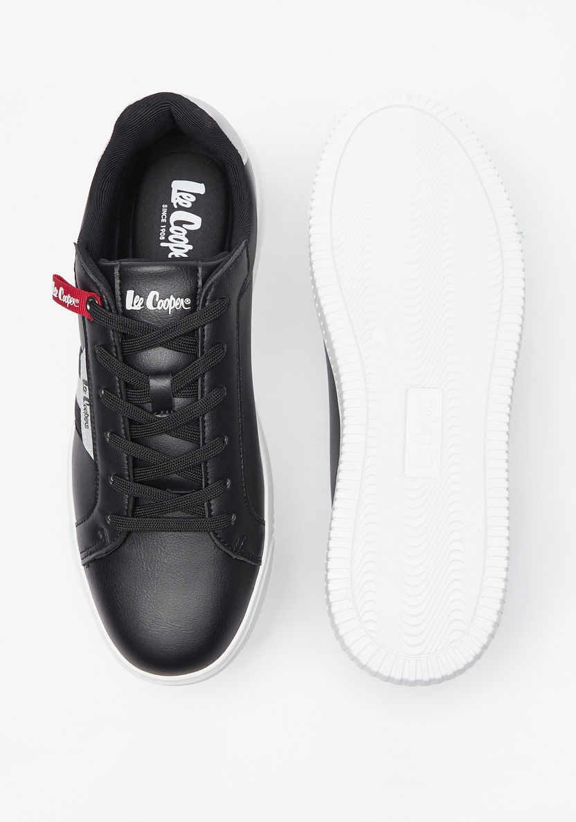 Lee Cooper Men's Tape Detail Sneakers with Lace-Up Closure-Men%27s Sneakers-image-3
