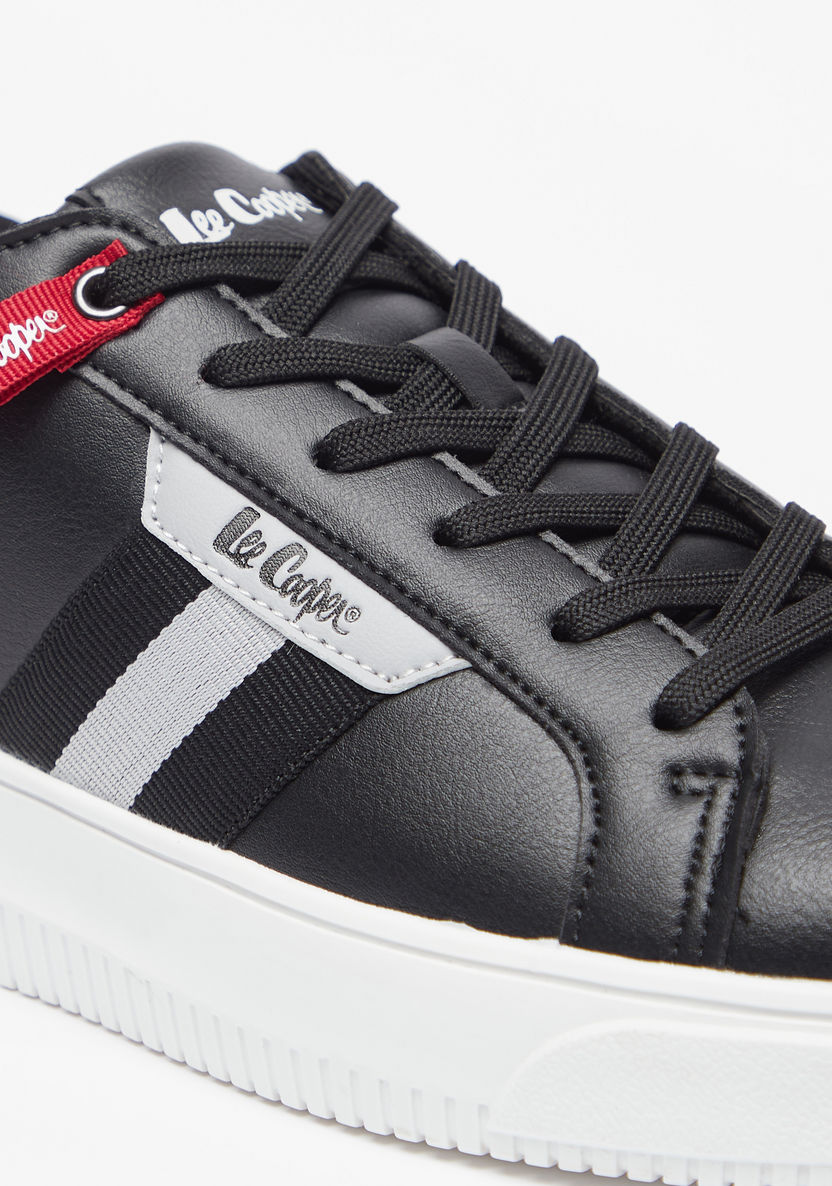 Lee Cooper Men's Tape Detail Sneakers with Lace-Up Closure-Men%27s Sneakers-image-4