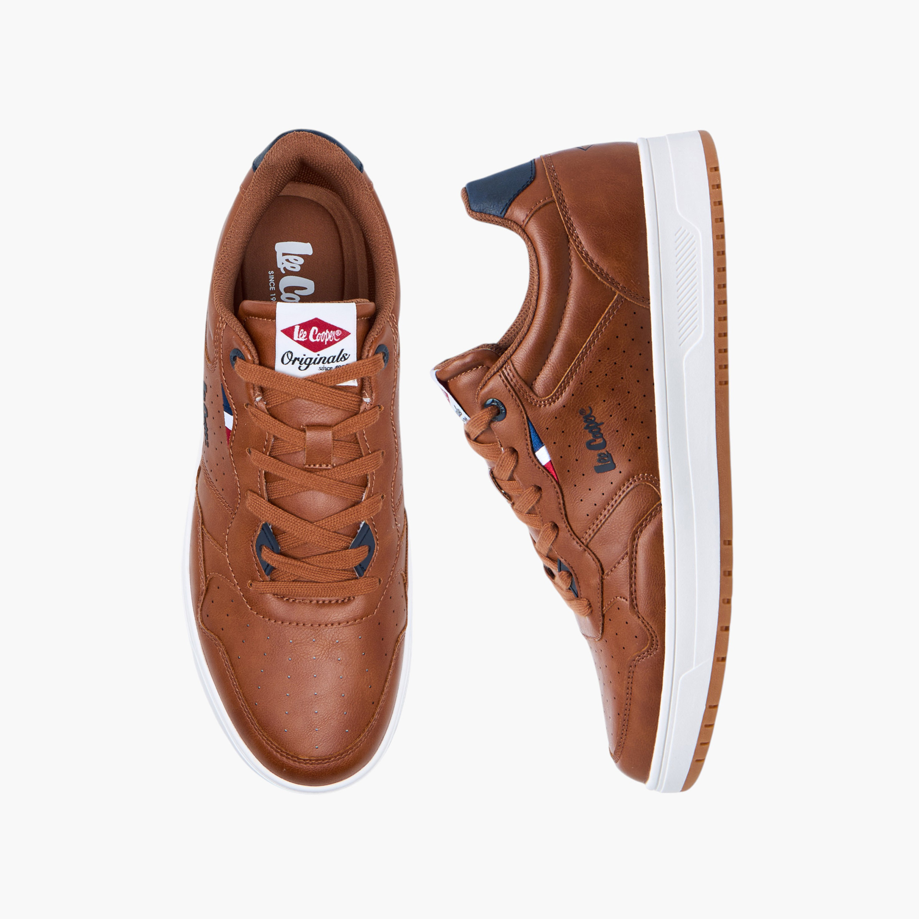Lee Cooper Men's Perforated Panelled Lace-Up Sneakers-men-shoes-sneakers-image-1