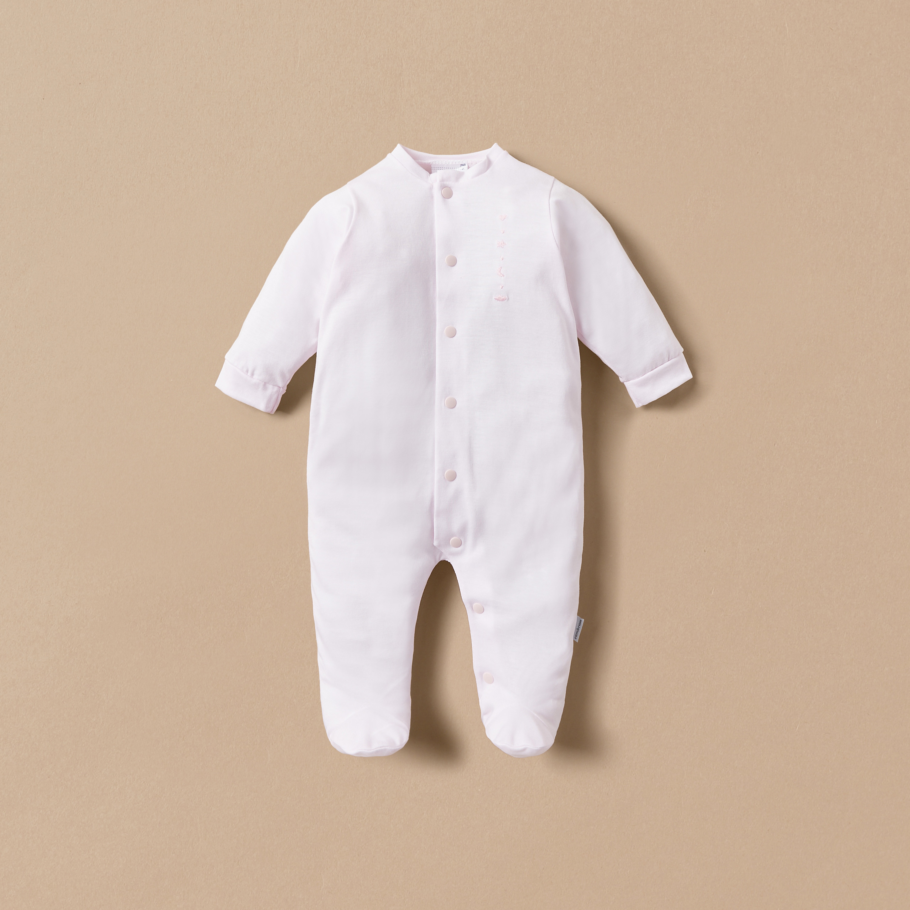 بدلة نوم سادة تنسل بأكمام طويلة من كامبراس-baby-girls-clothing-nightwear-sleepsuits-image-1