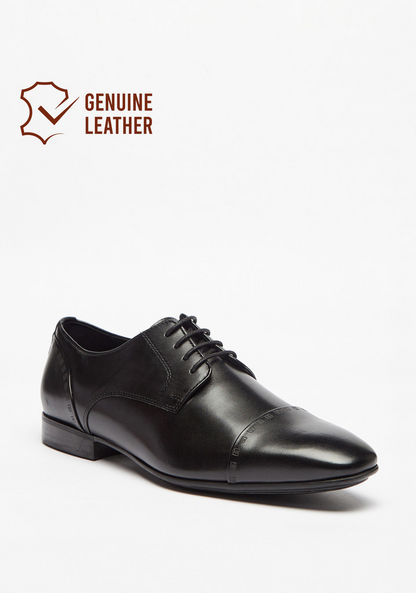 Duchini Men's Textured Derby Shoes with Lace-Up Closure-Derby-image-0