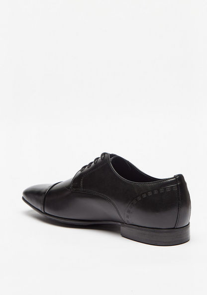 Duchini Men's Textured Derby Shoes with Lace-Up Closure-Derby-image-1