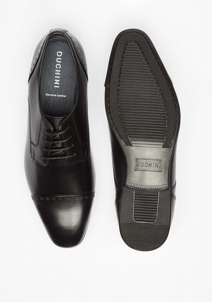 Duchini Men's Textured Derby Shoes with Lace-Up Closure-Derby-image-3